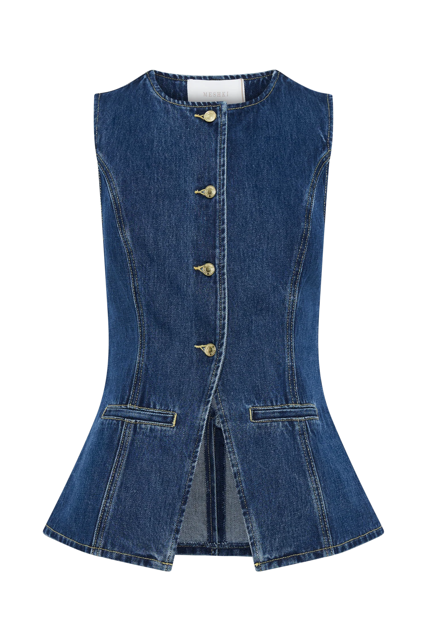 Abel Denim Button Up Top Dark Blue