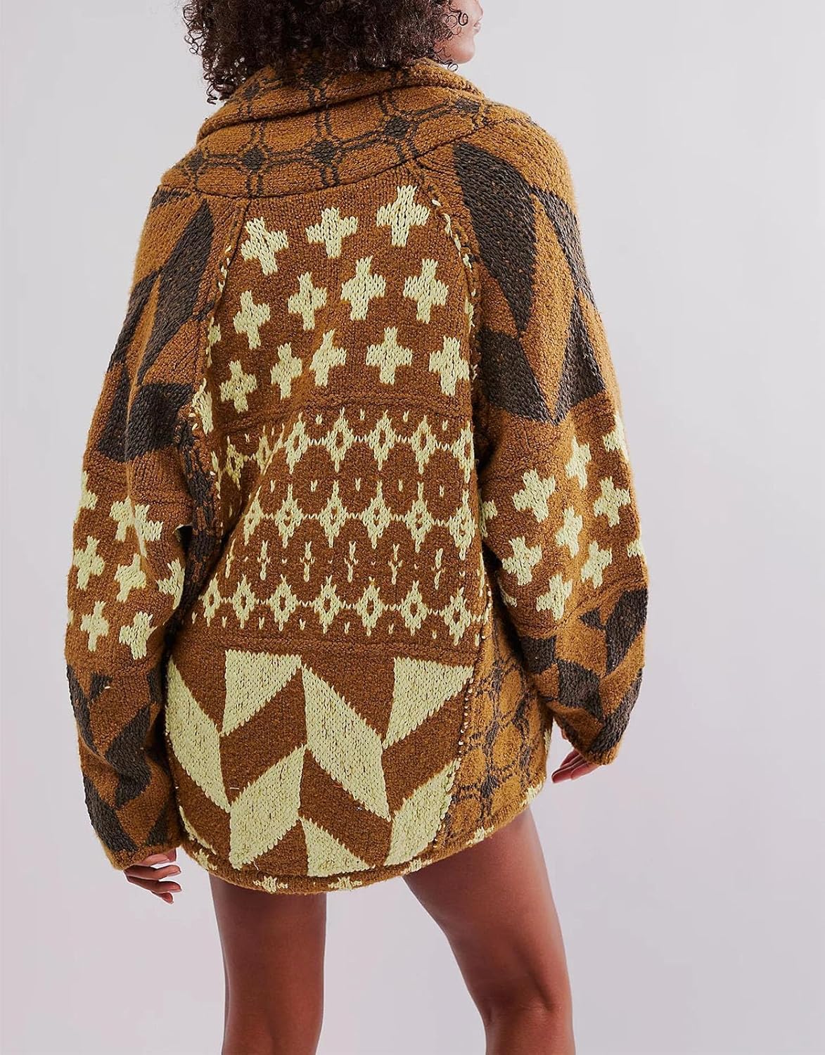 Women Cardigan Sweater Shawl Collar Button Down Oversized Sweaters Boho Fall Coat