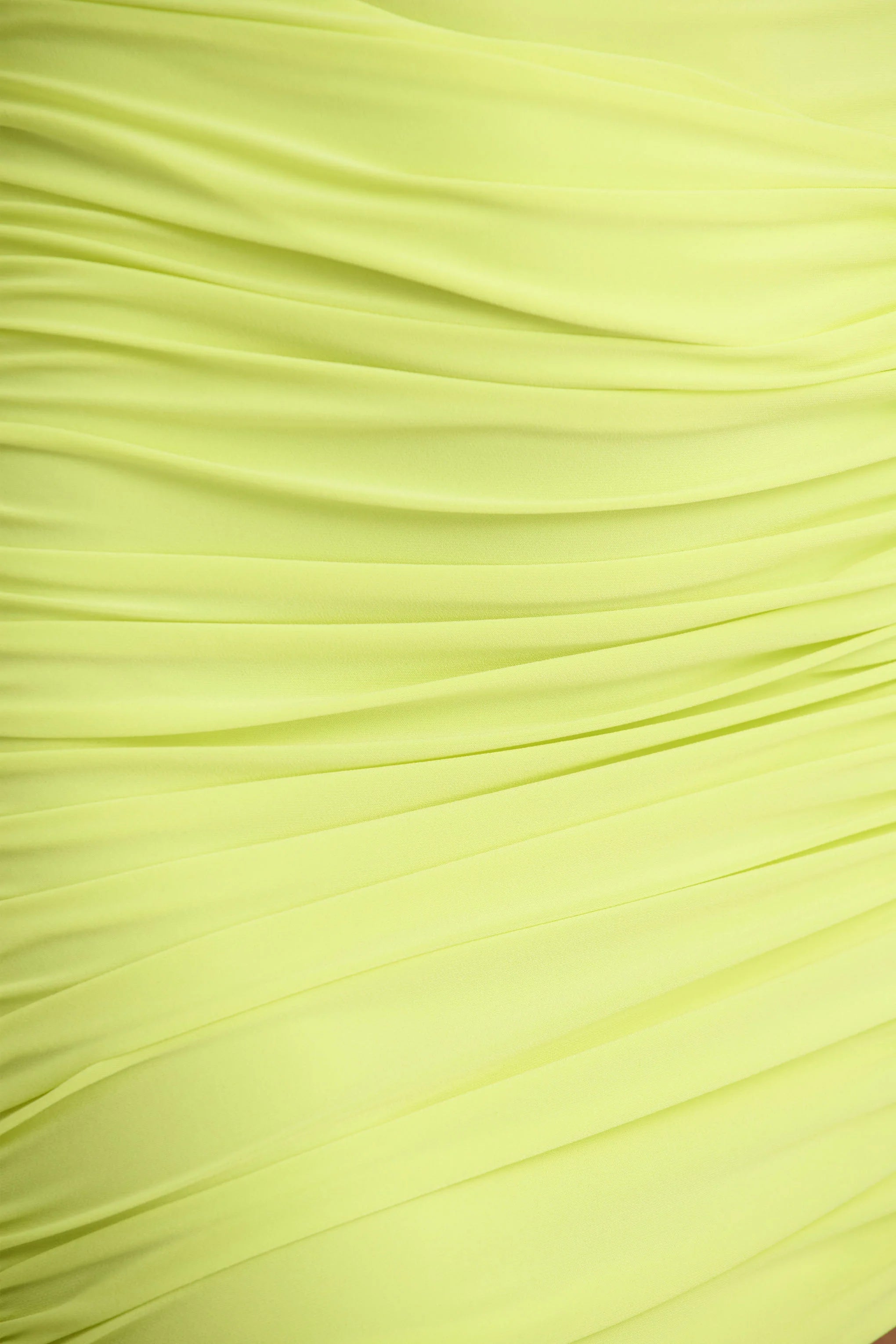 Marci Lime Green Asymmetric Ruched Mini Dress With Sash
