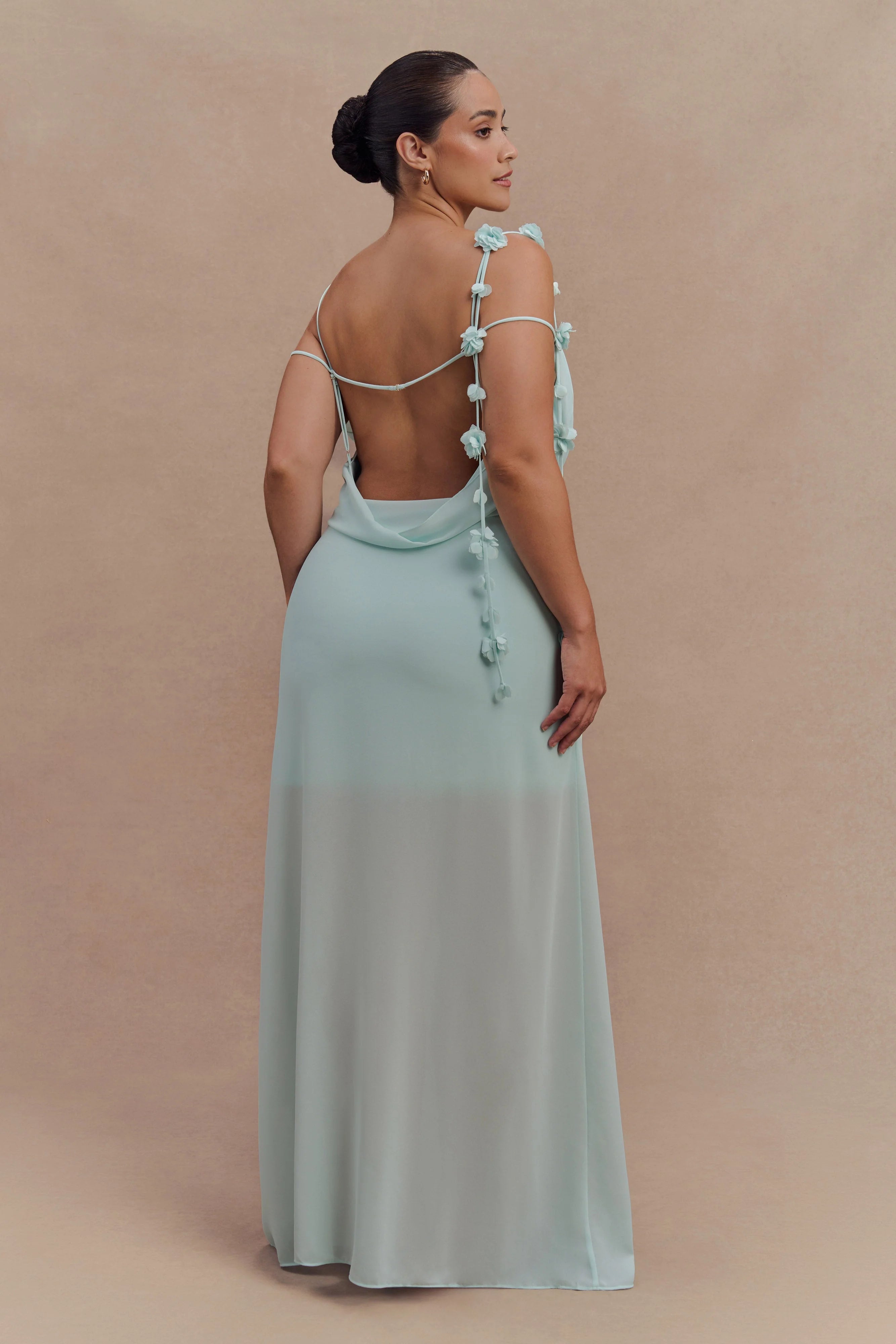 Rosalie Floral Chiffon Maxi Dress Lagoon