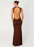 Hot Sequins Maxi Dress Chocolate