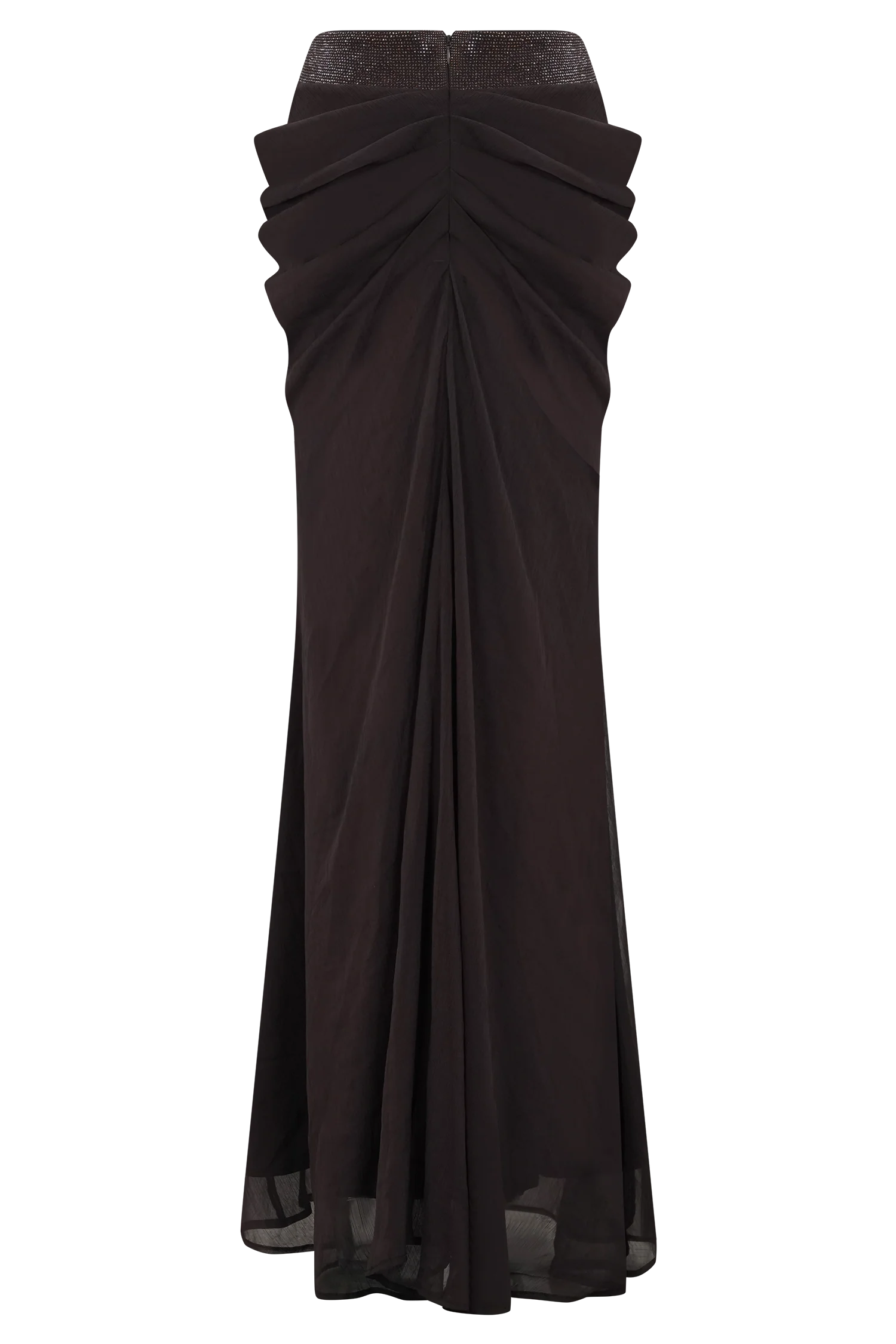 Siren Satin And Diamante Maxi Skirt Dark Chocolate