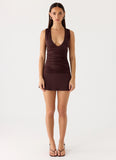 Cherry Sky Mini Dress - Chocolate