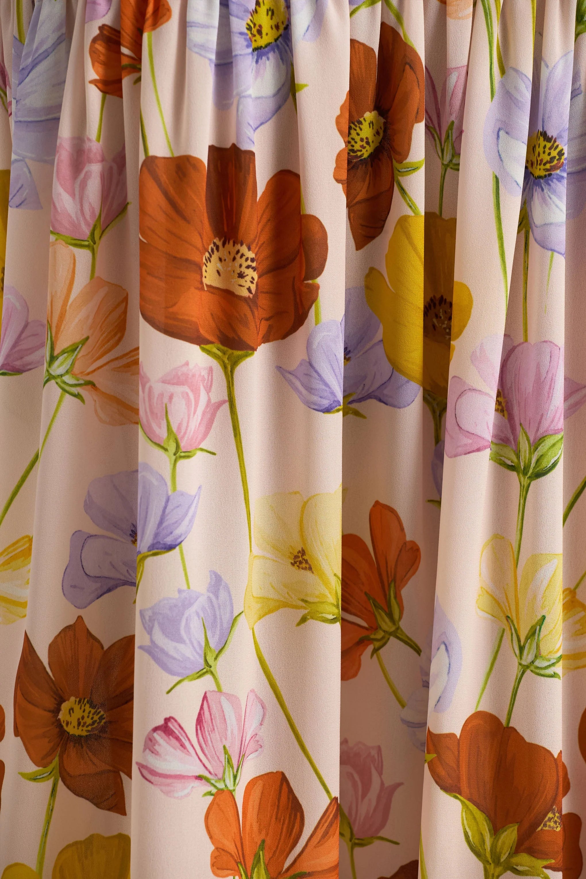 Ginny Bright Floral Print Puff Sleeve Split Maxi Dress