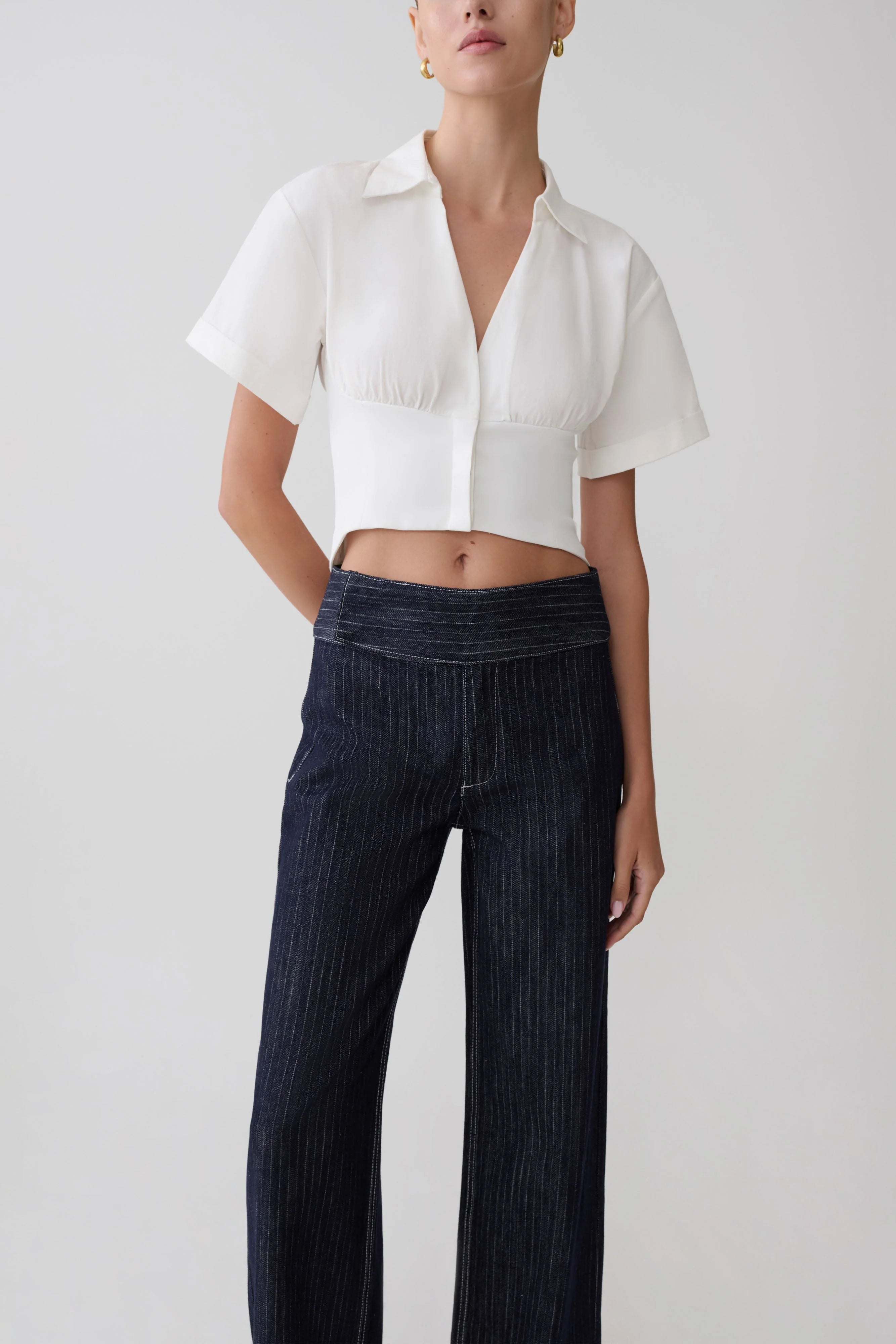Noelia Tie Back Short Sleeve Shirt White