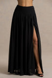 Spencer Black Chiffon Pleated Maxi Skirt