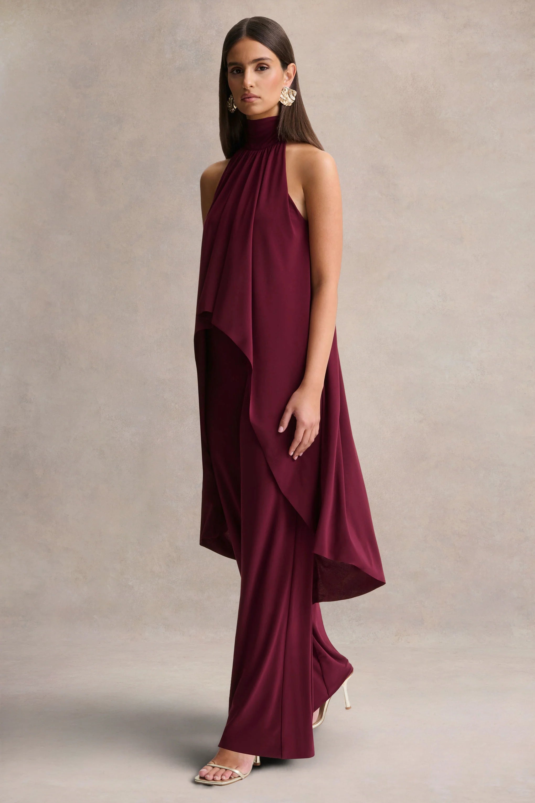 Jadzia Burgundy Halter Neck Jumpsuit