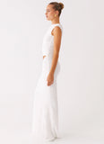 Galantis One Shoulder Maxi Dress White