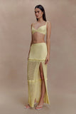 Coleene Pointelle Knit Maxi Skirt Lemon