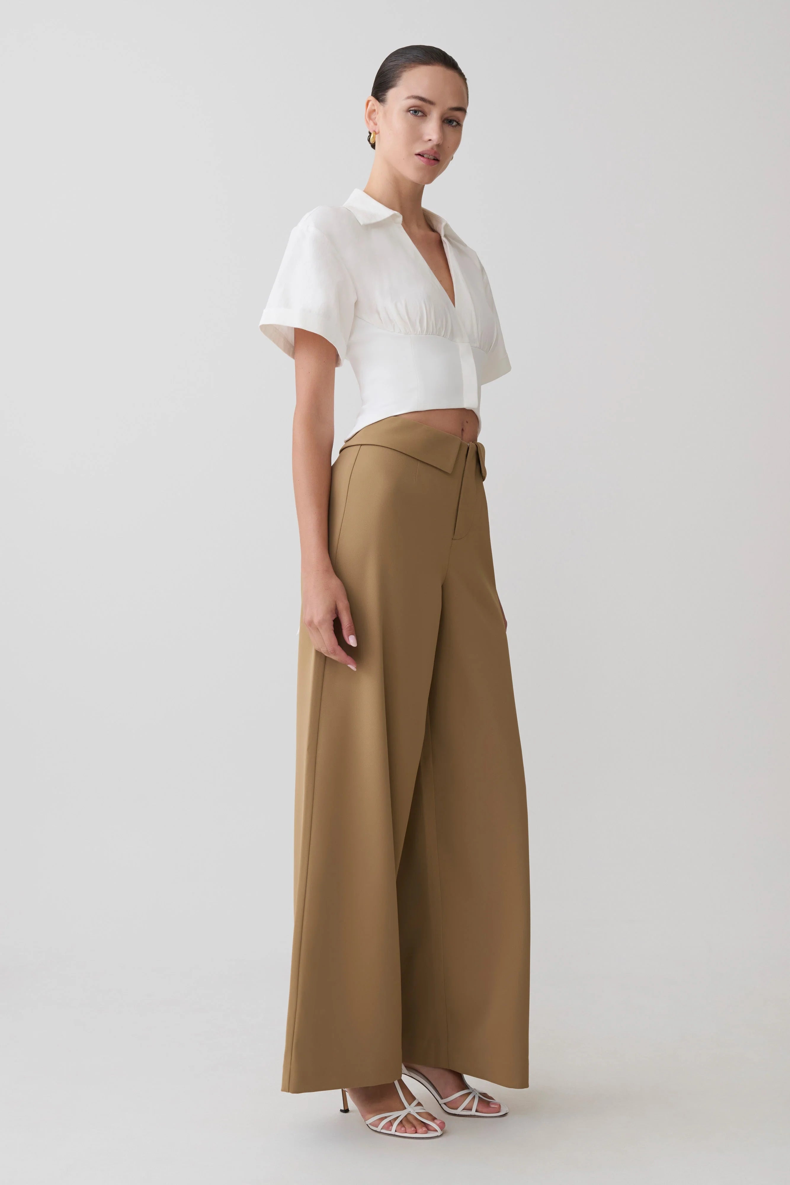 Tanya Wide Leg Suiting Pants Camel