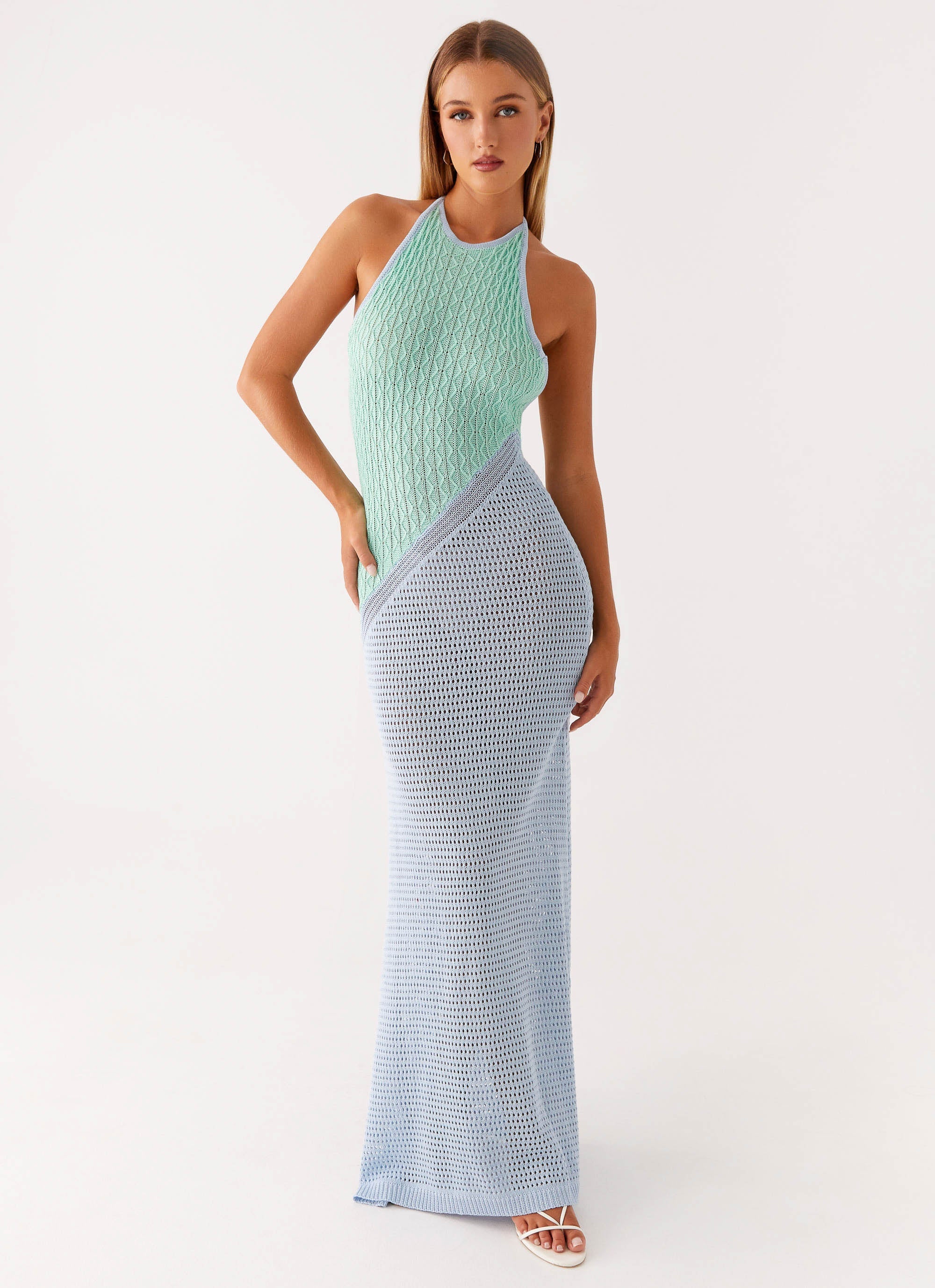 Caspa Crochet Maxi Dress Multi