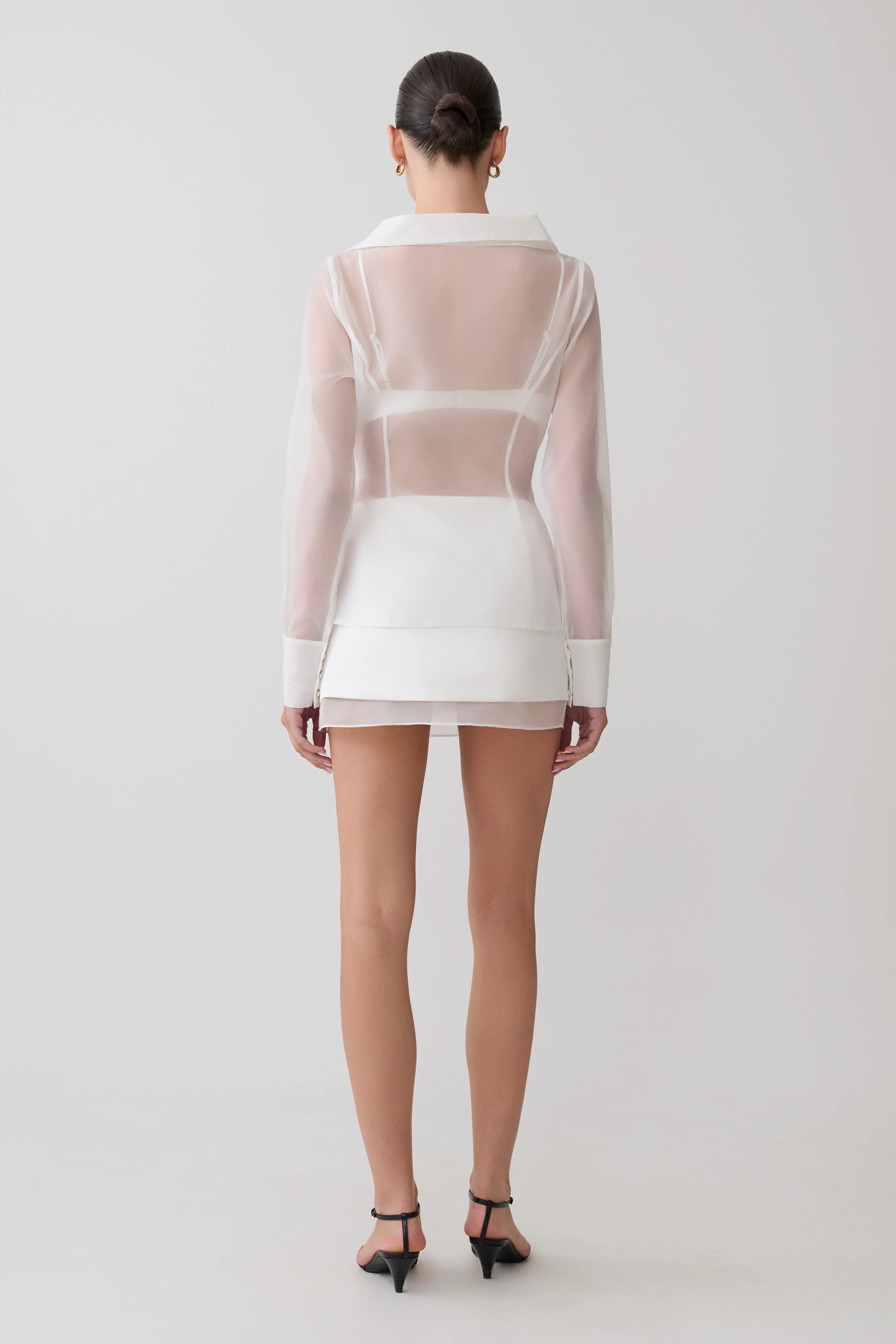 Frankie Organza Cross Over Shirt White