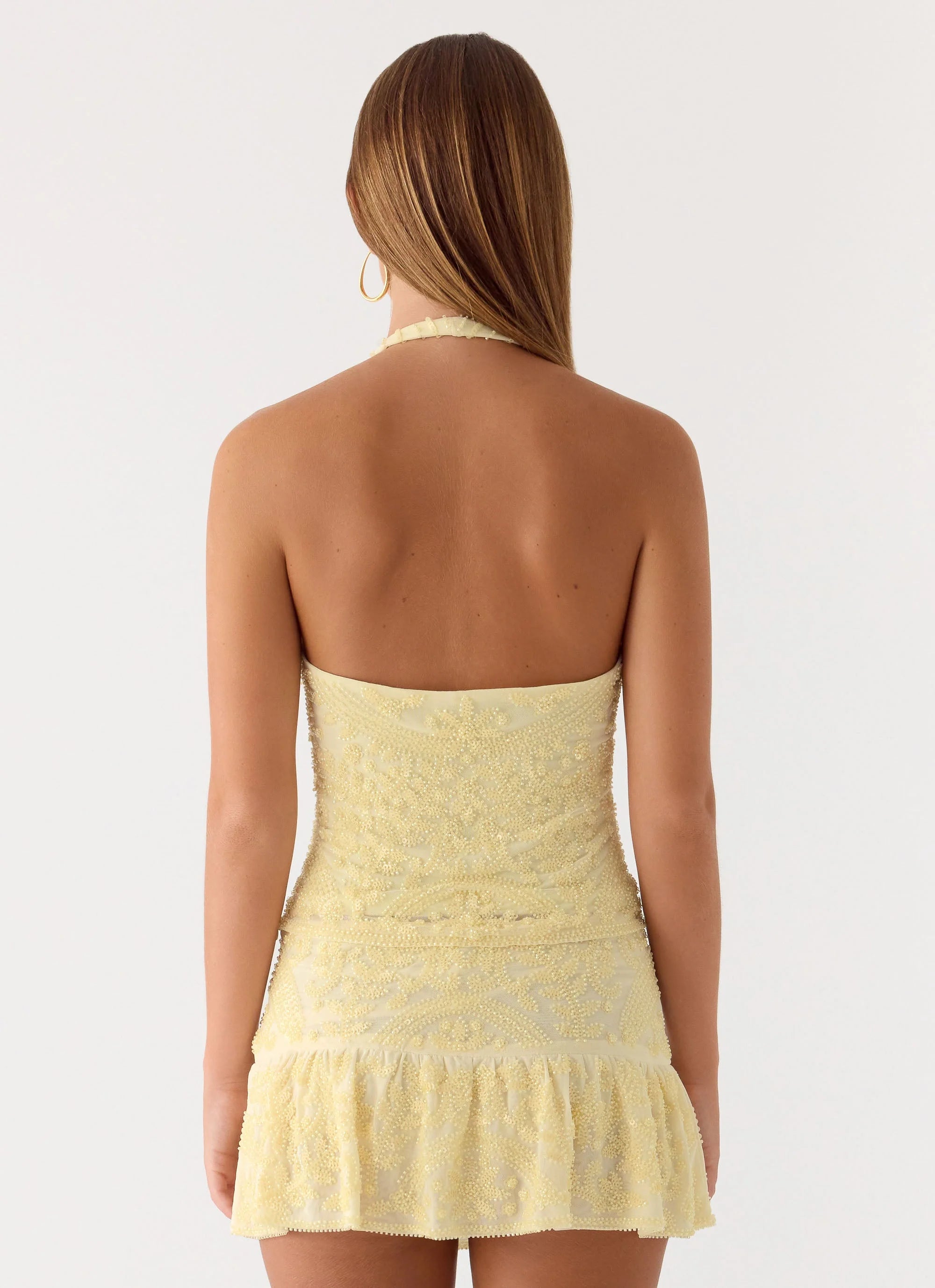 Mimi Beaded Mini Skort - Yellow
