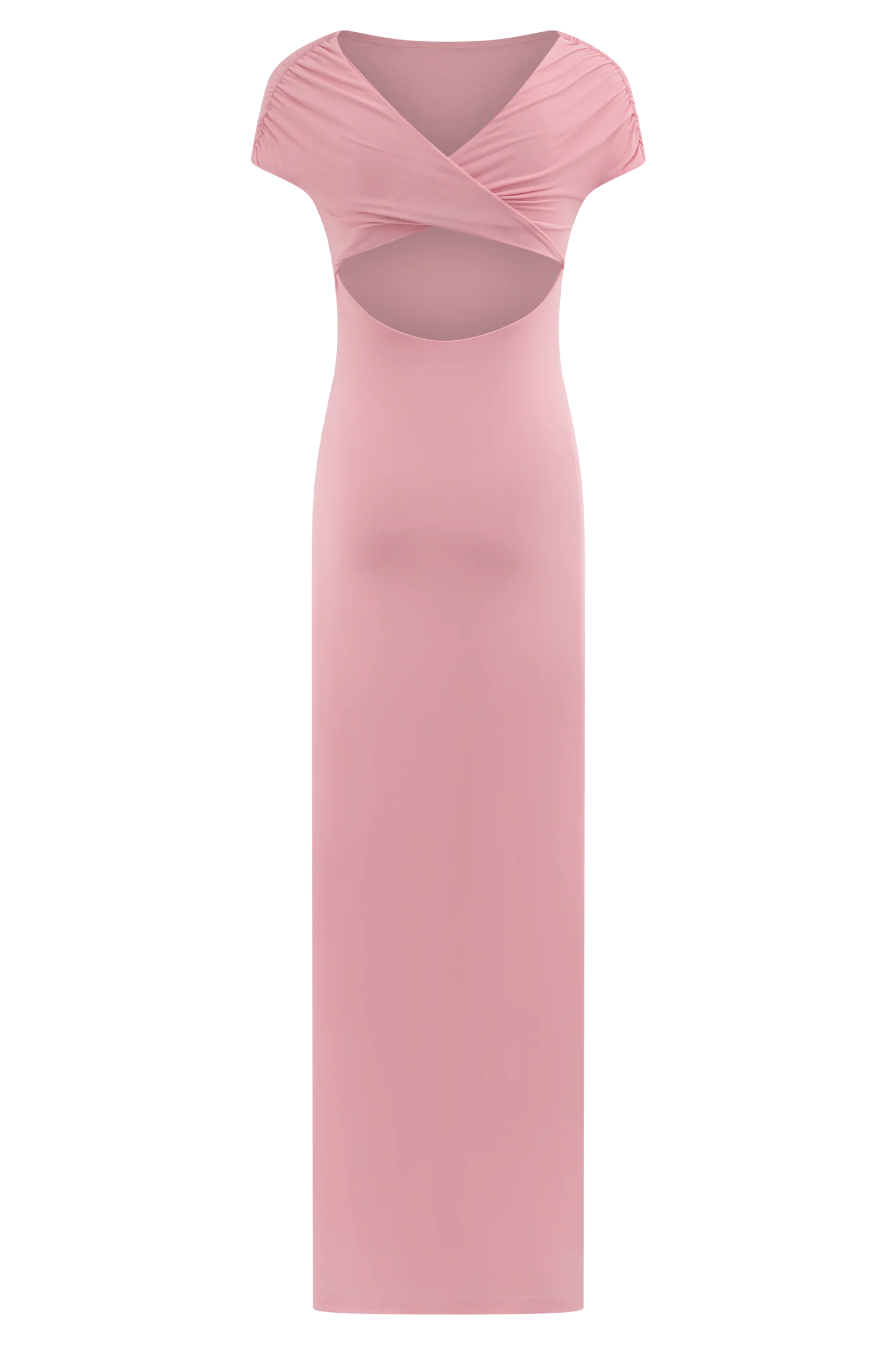 Imogen Off Shoulder Slinky Maxi Dress Candy Pink