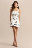 Nelly White Black Polka Dot Square Neck Mini Dress