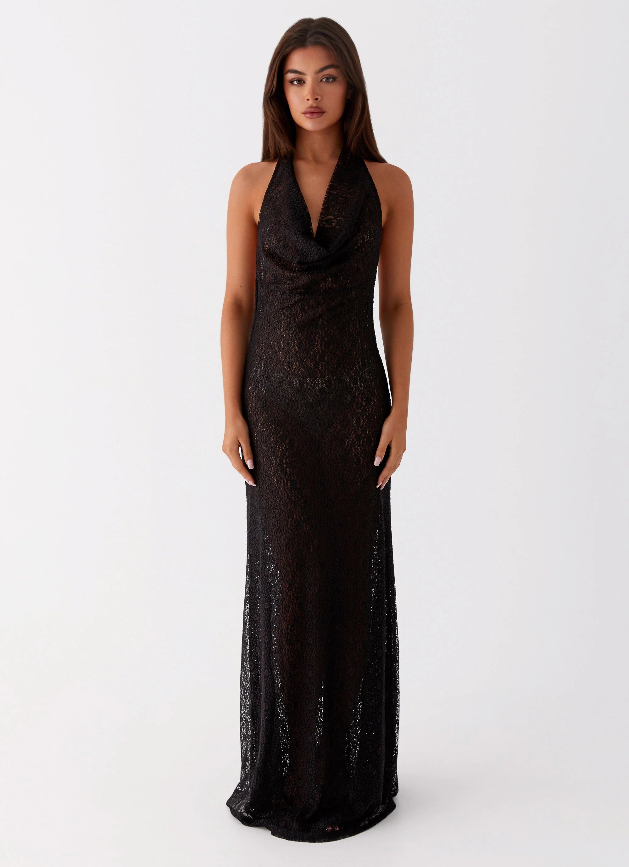Tempest Cowl Neck Maxi Dress Black