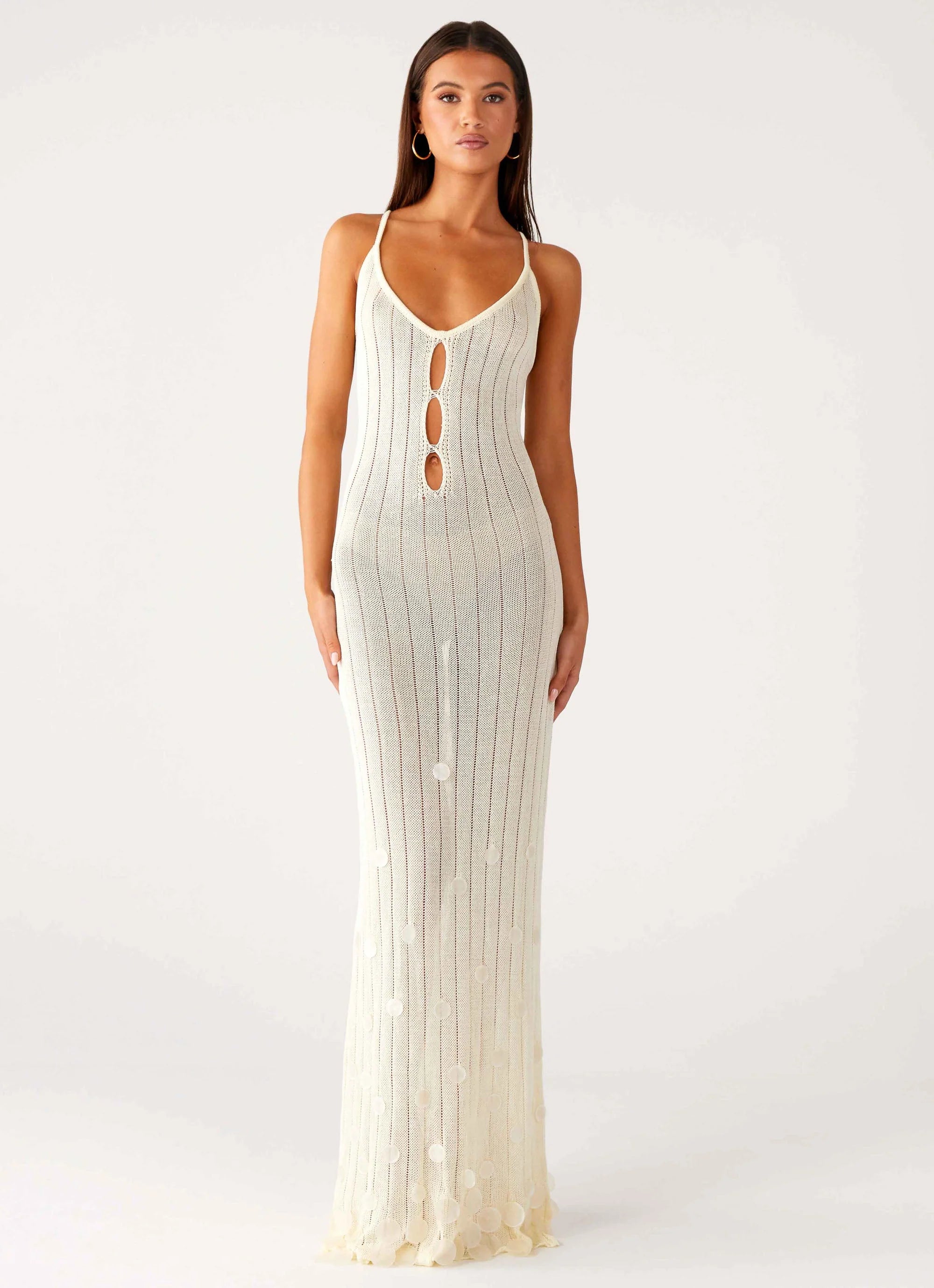Siren Song Crochet Maxi Dress Ivory