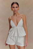 Janayia Cotton Beaded Top White