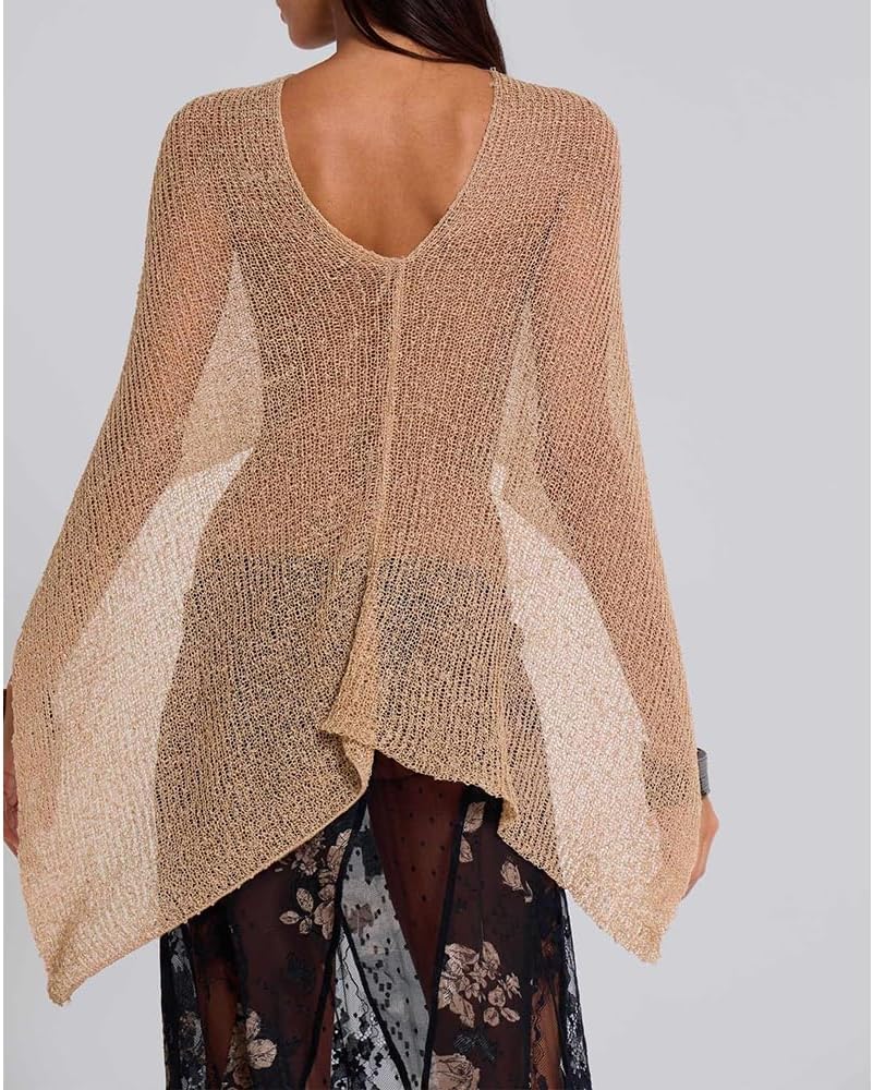 Women Sheer Poncho Top Multiway Knit Crochet Asymmetric Mesh Cover Up Going Out Clubwear