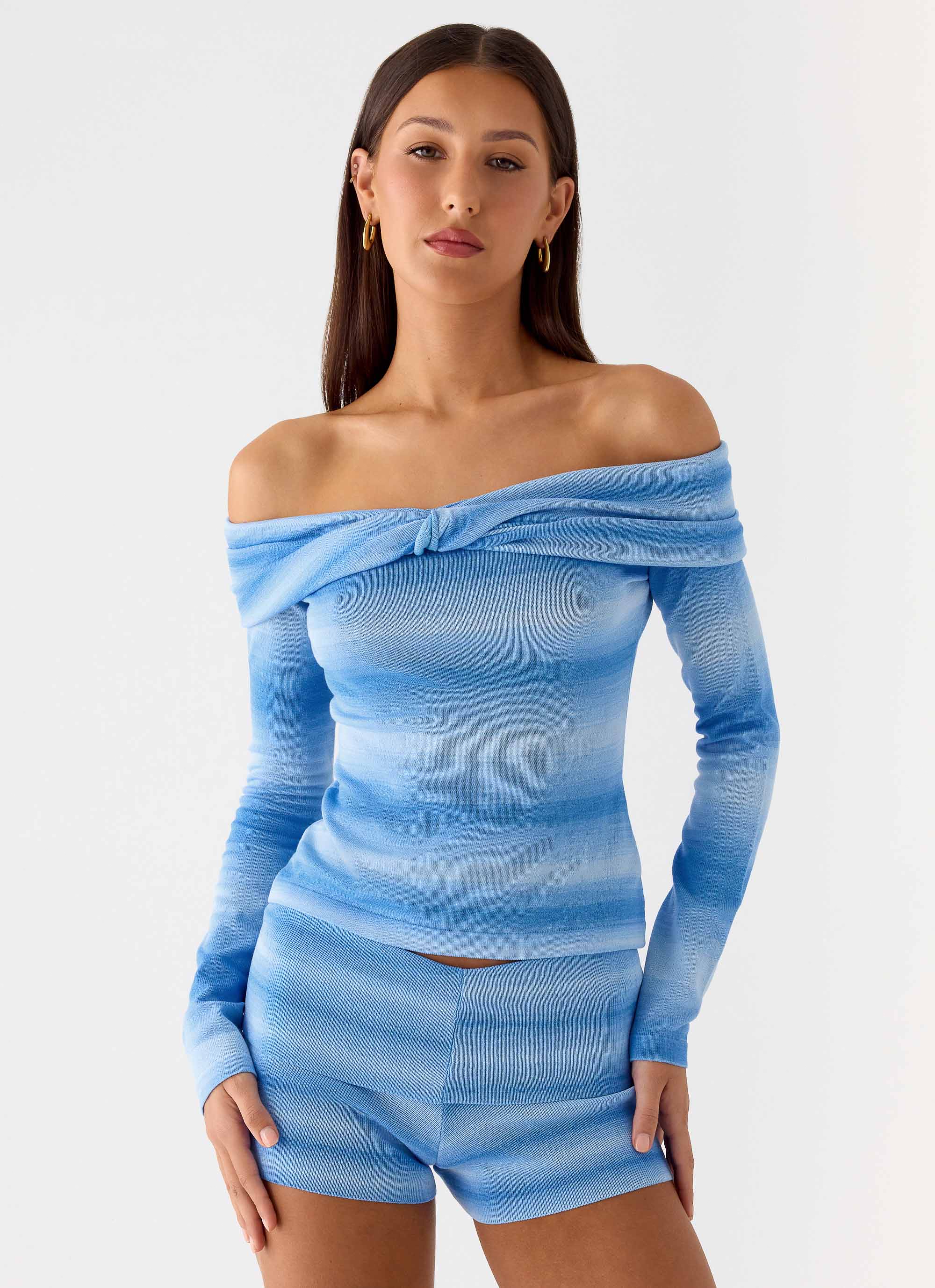 Lay Back Knit Shorts Cerulean