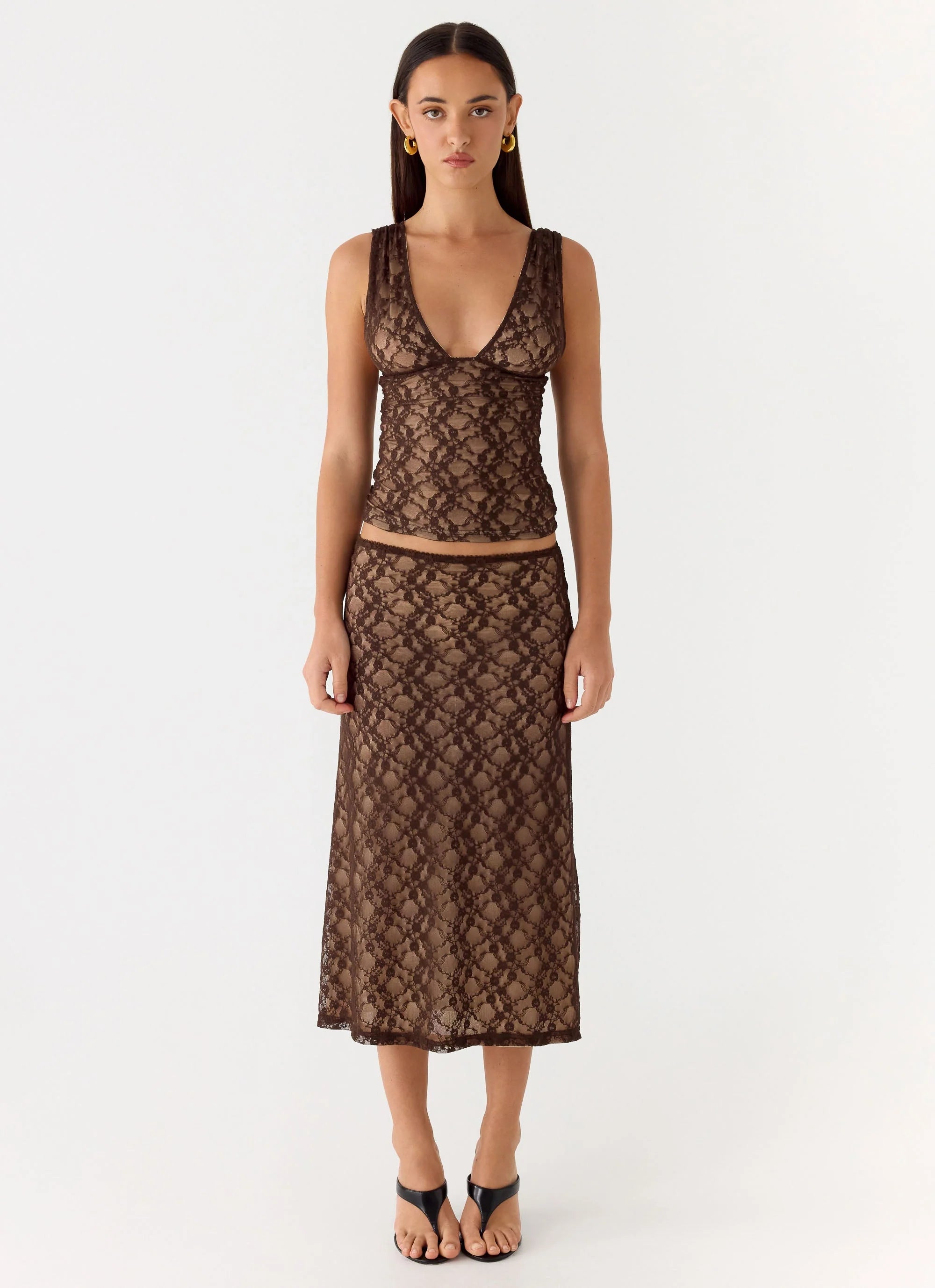 Options Lace Top - Chocolate