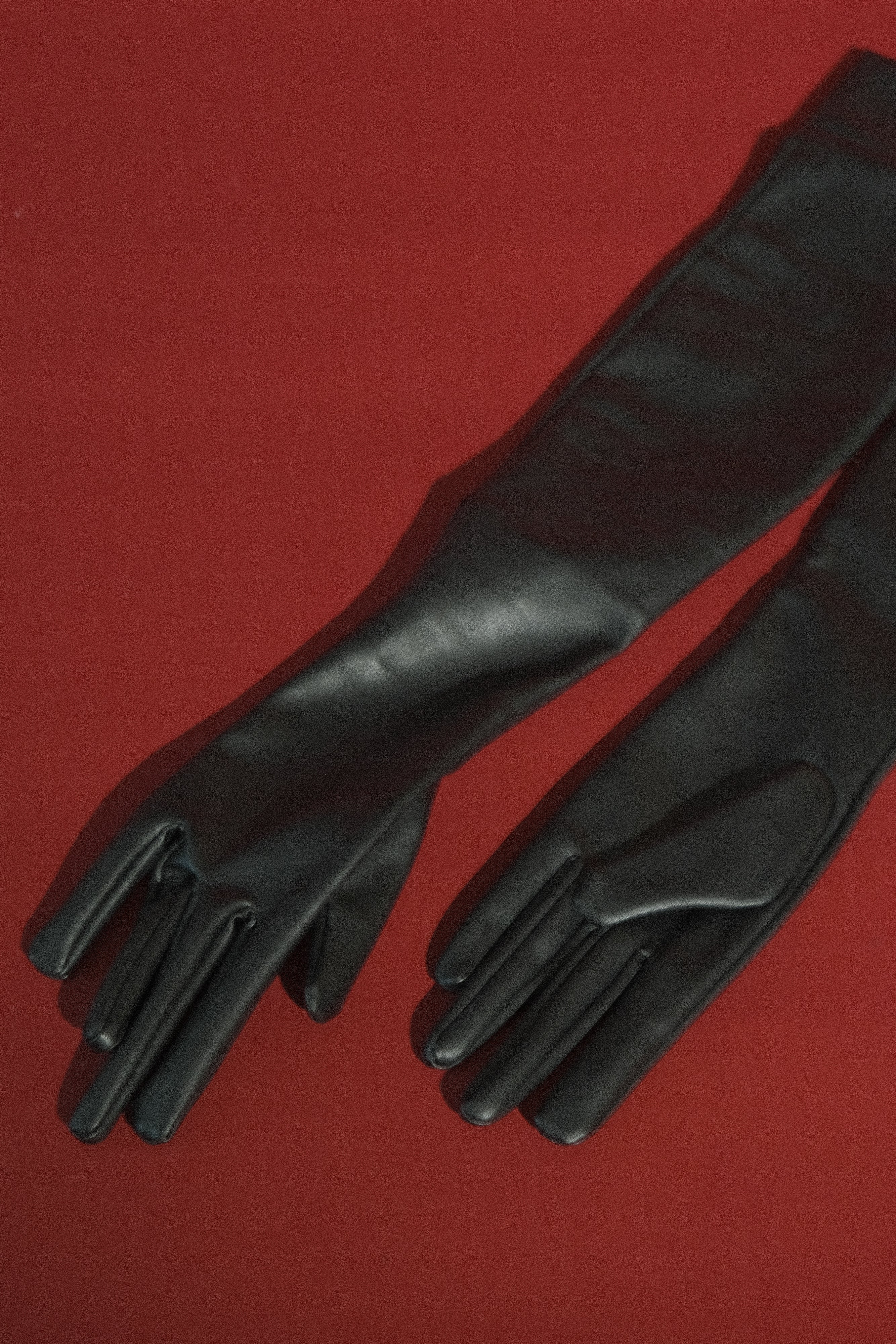 Jasper Faux Leather Elbow Length Gloves Black