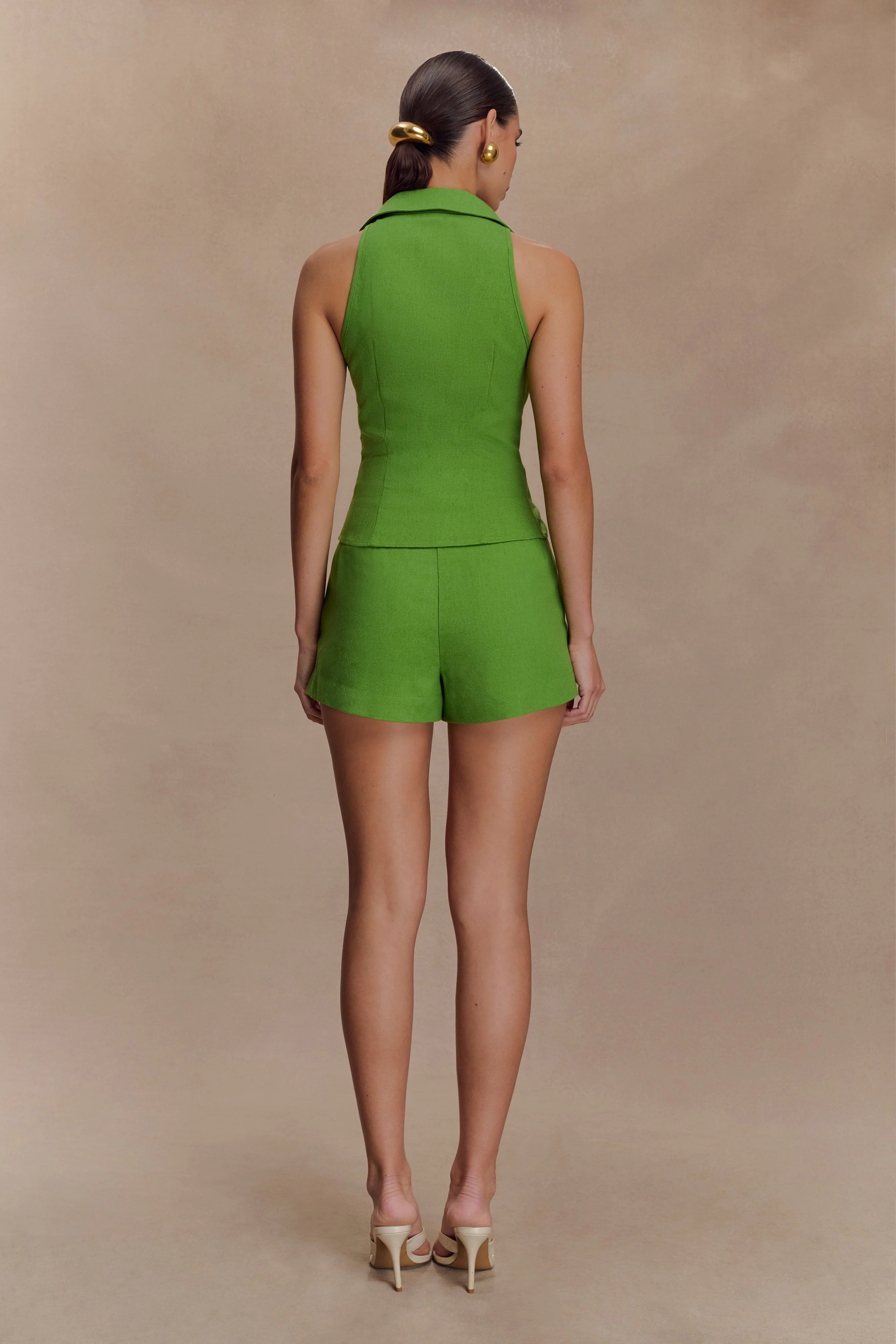 Scout Linen Belted Shorts Green