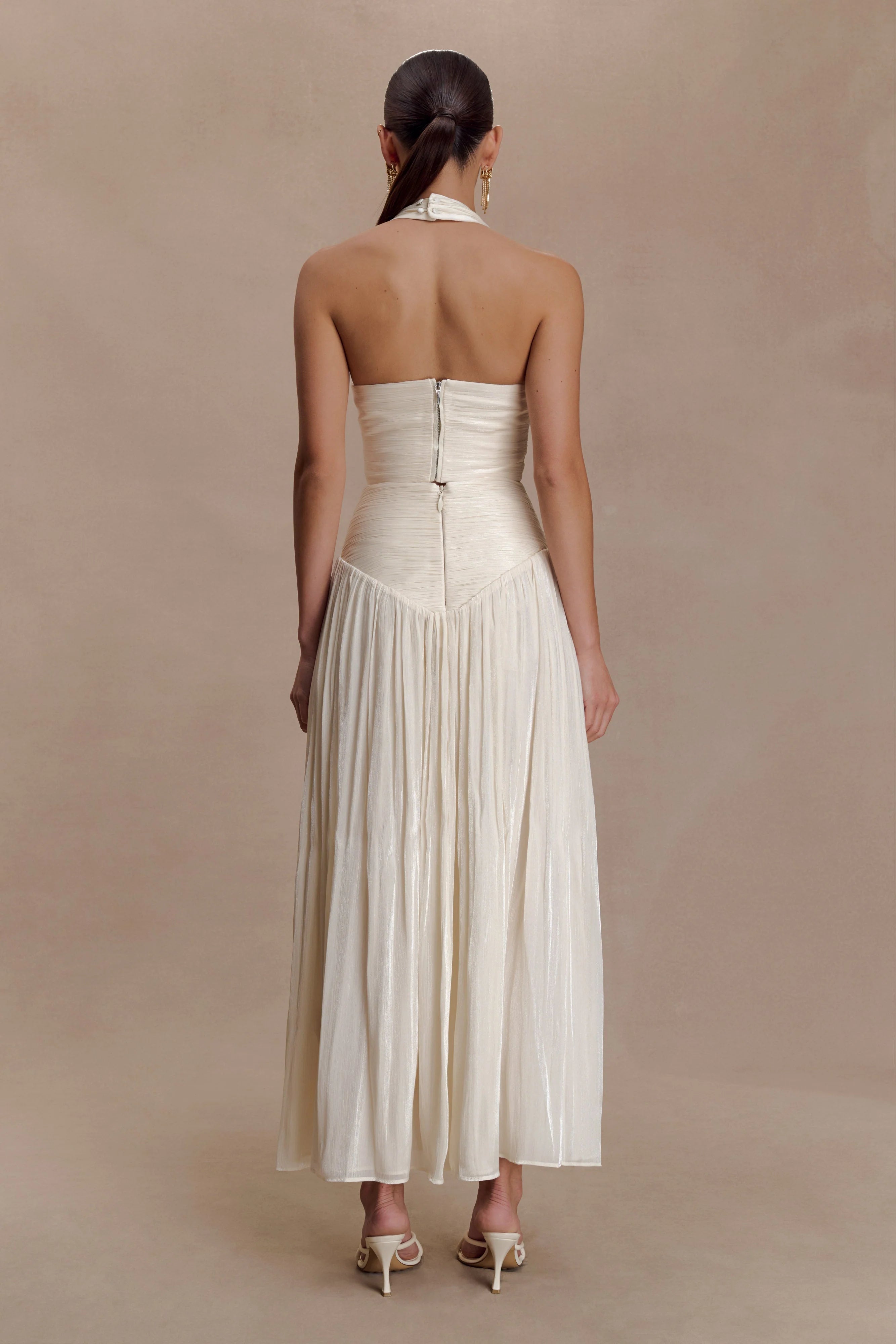 Makena Gathered Midi Skirt Opal White
