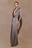 Scarlet Lurex Cowl Maxi Dress Silver