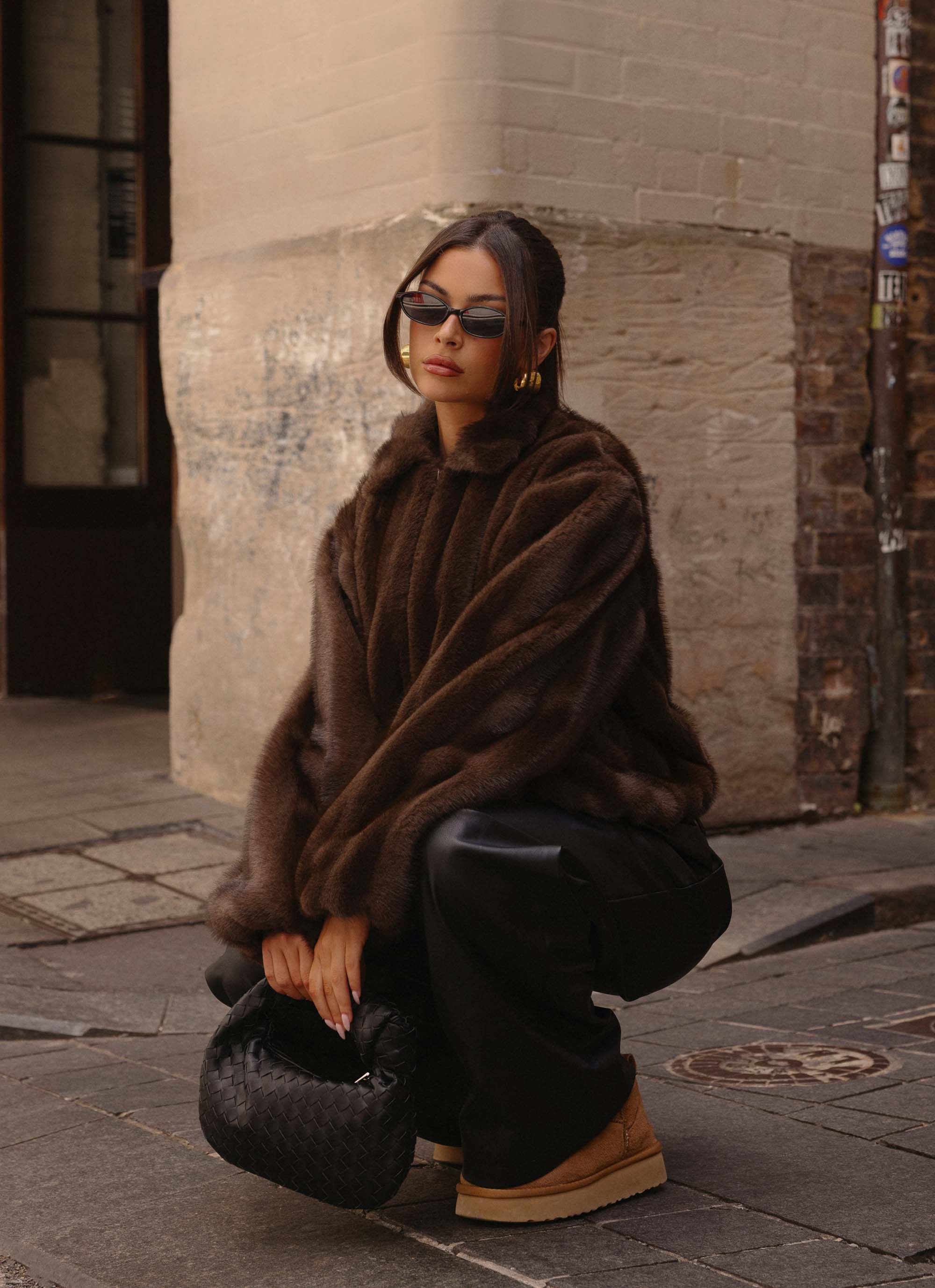 Naylor Faux Fur Jacket Chocolate