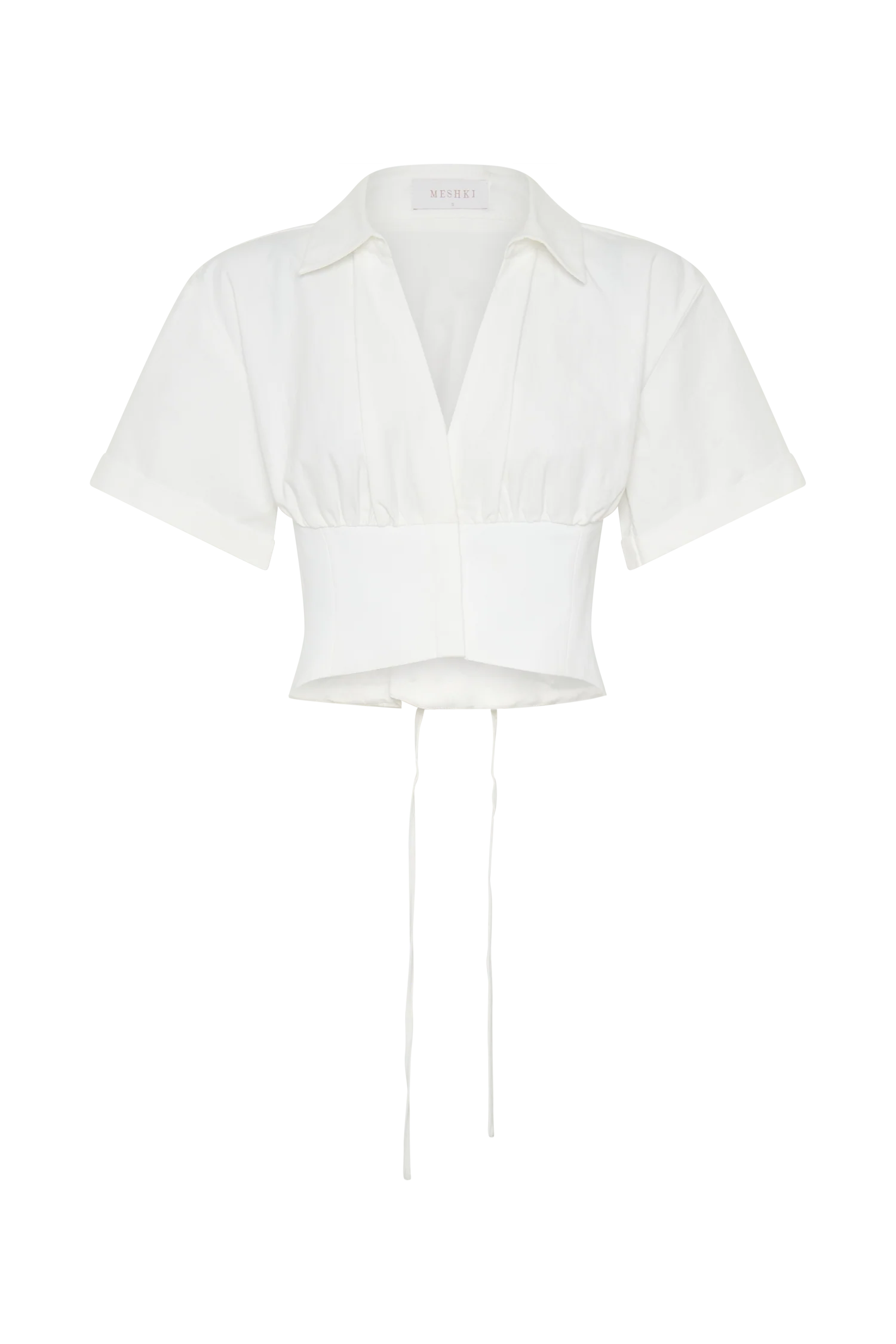 Noelia Tie Back Short Sleeve Shirt White