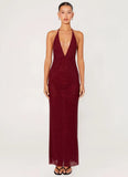 Keliese Beaded Maxi Dress Burgundy