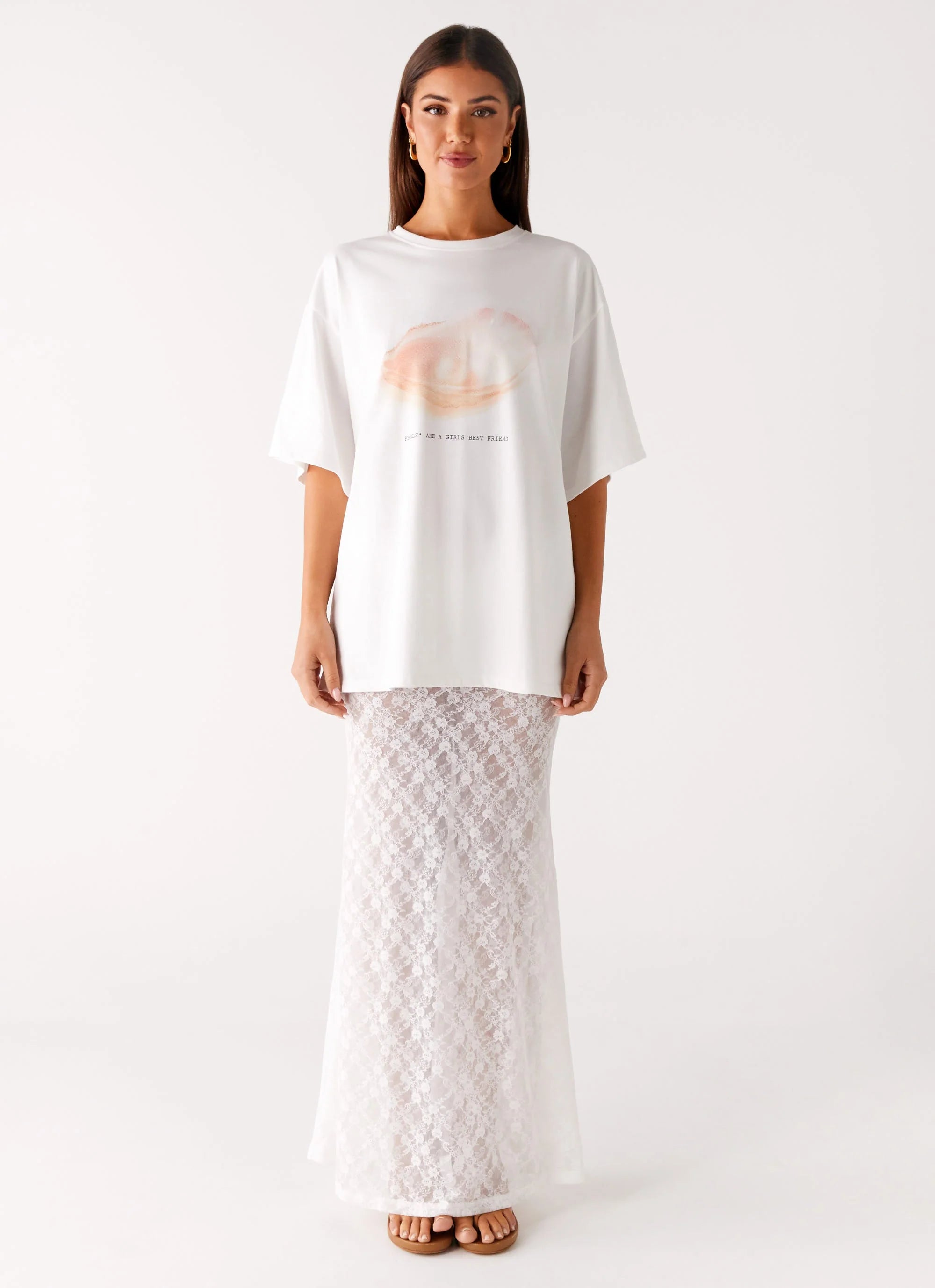 Jaz Lace Maxi Skirt White