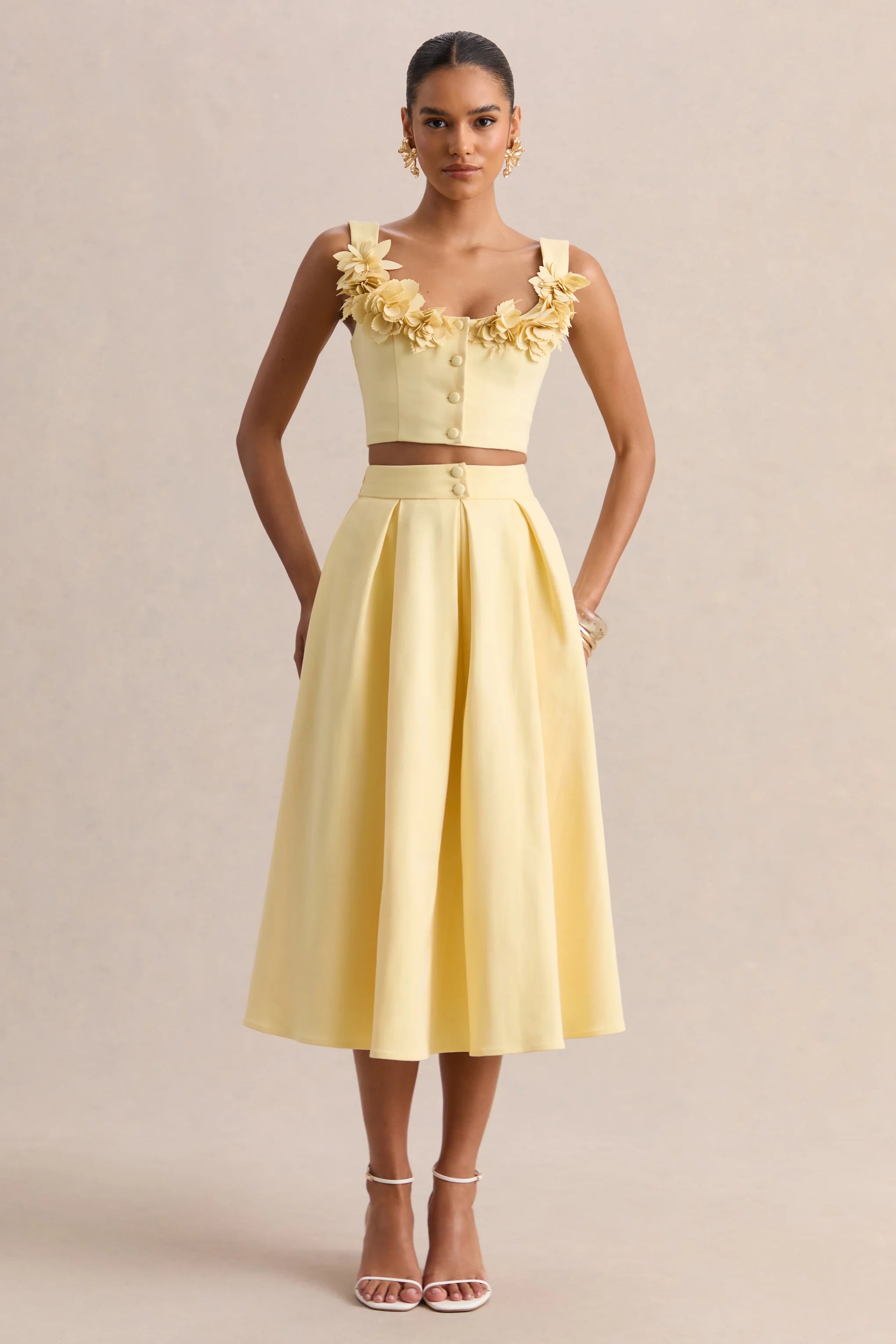 Joy Lemon A Line Midi Skirt