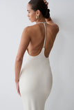 Hana Slinky Plunge Maxi Dress Ivory