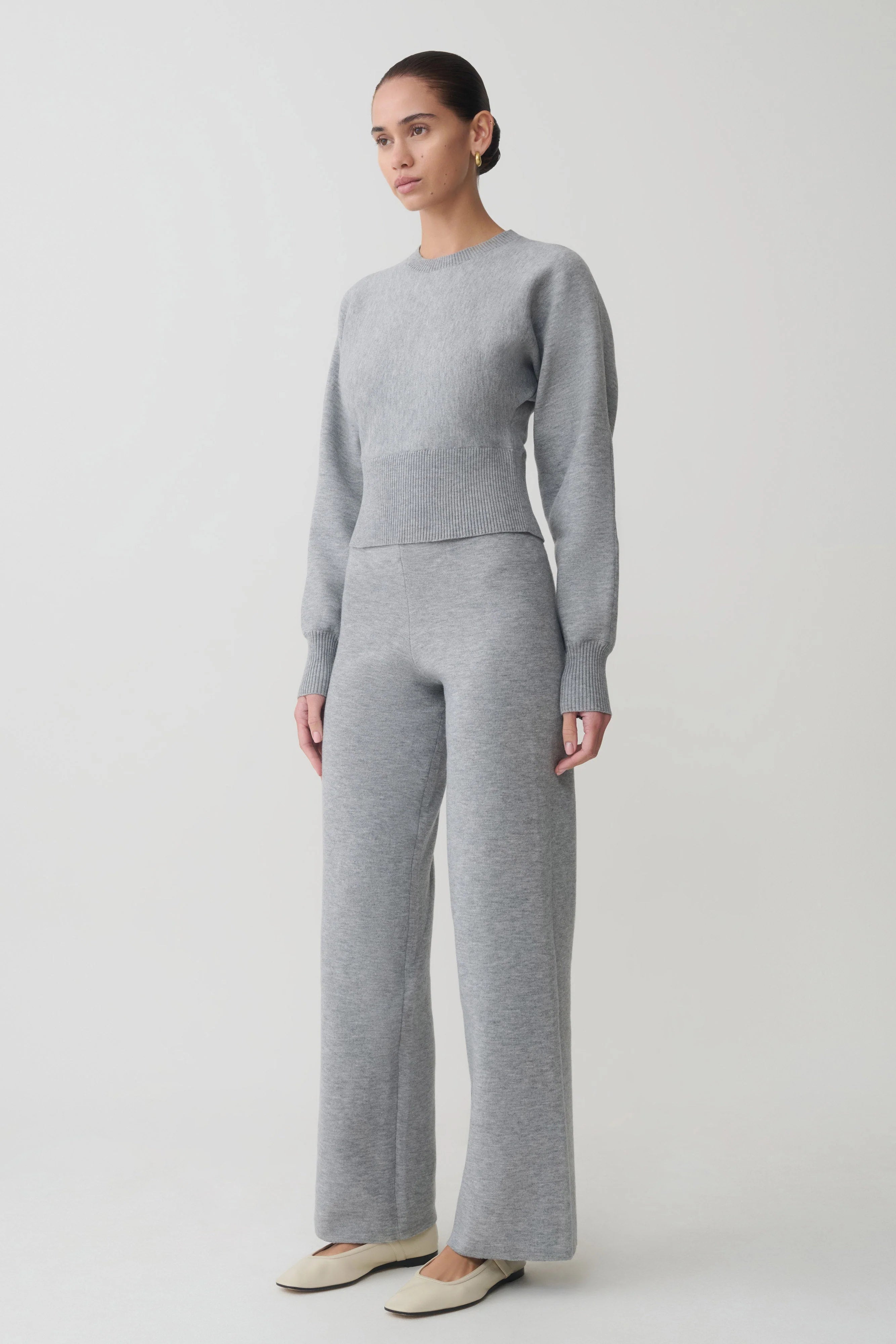 Kerrymae Straight Leg Knit Pants Grey Marle