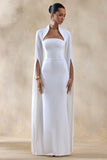 Esme White Square Neck Maxi Dress With Cape Sleeves