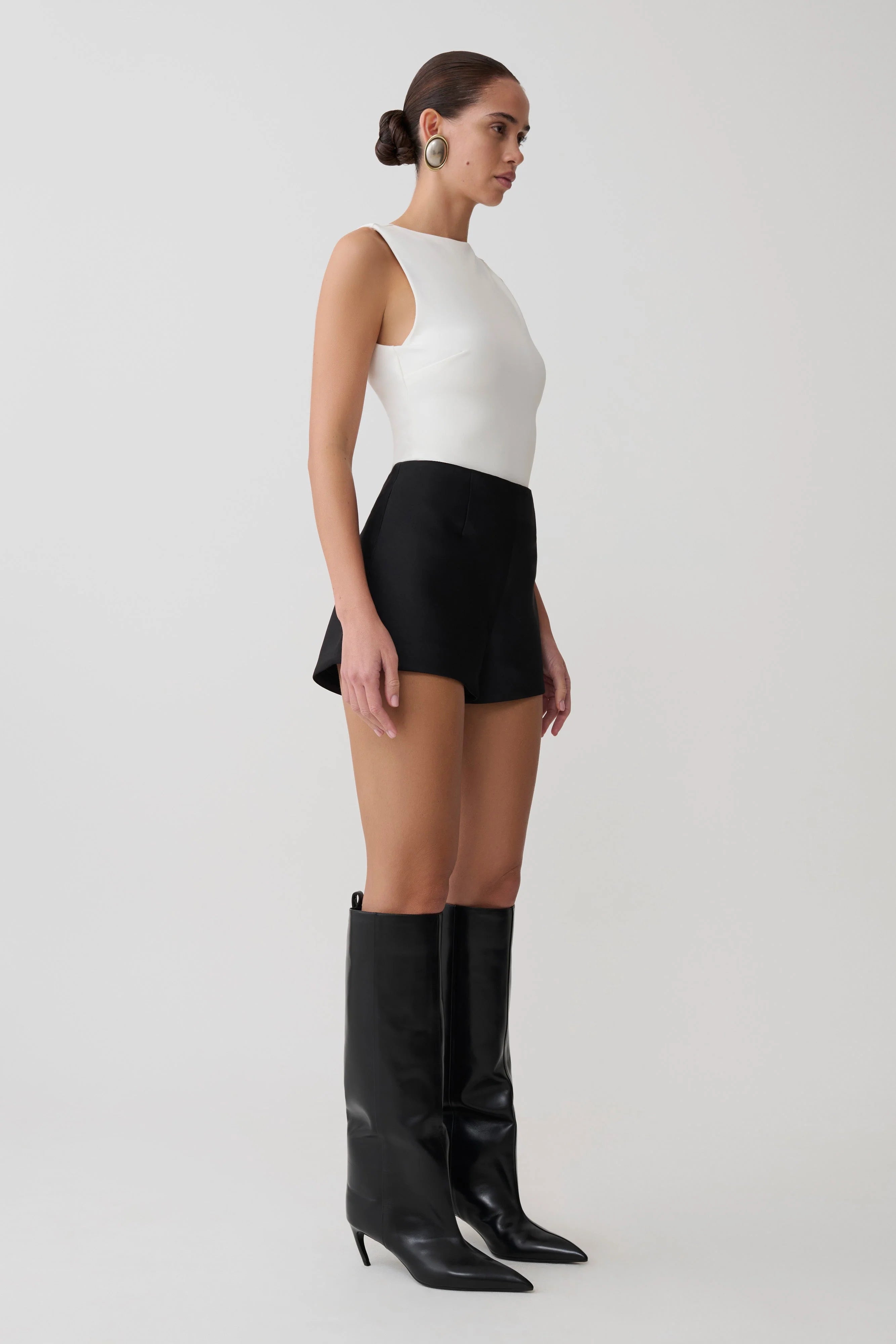 Kyra Open Back Scuba Crepe Top White