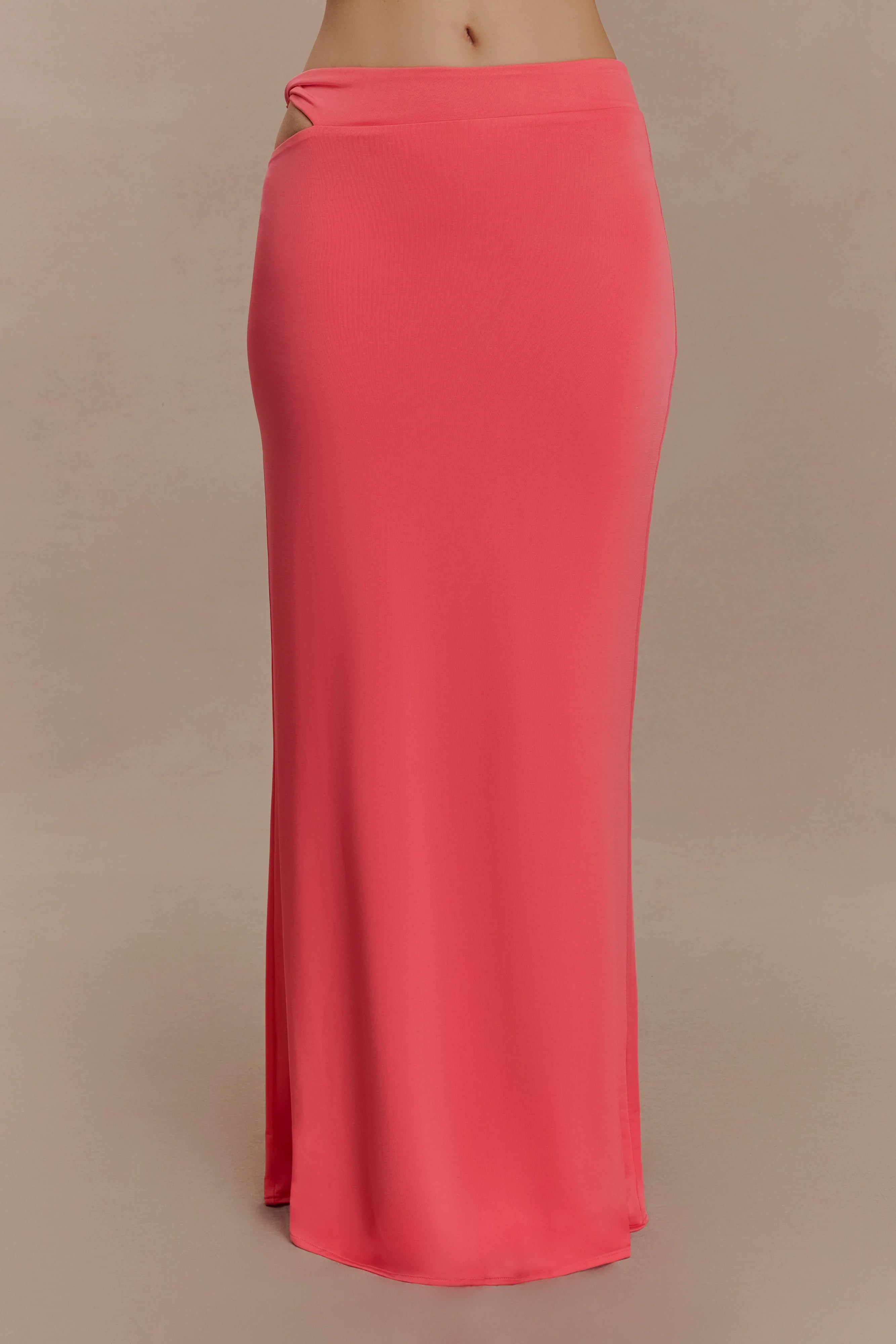 Haven Slinky Twist Midi Skirt Coral