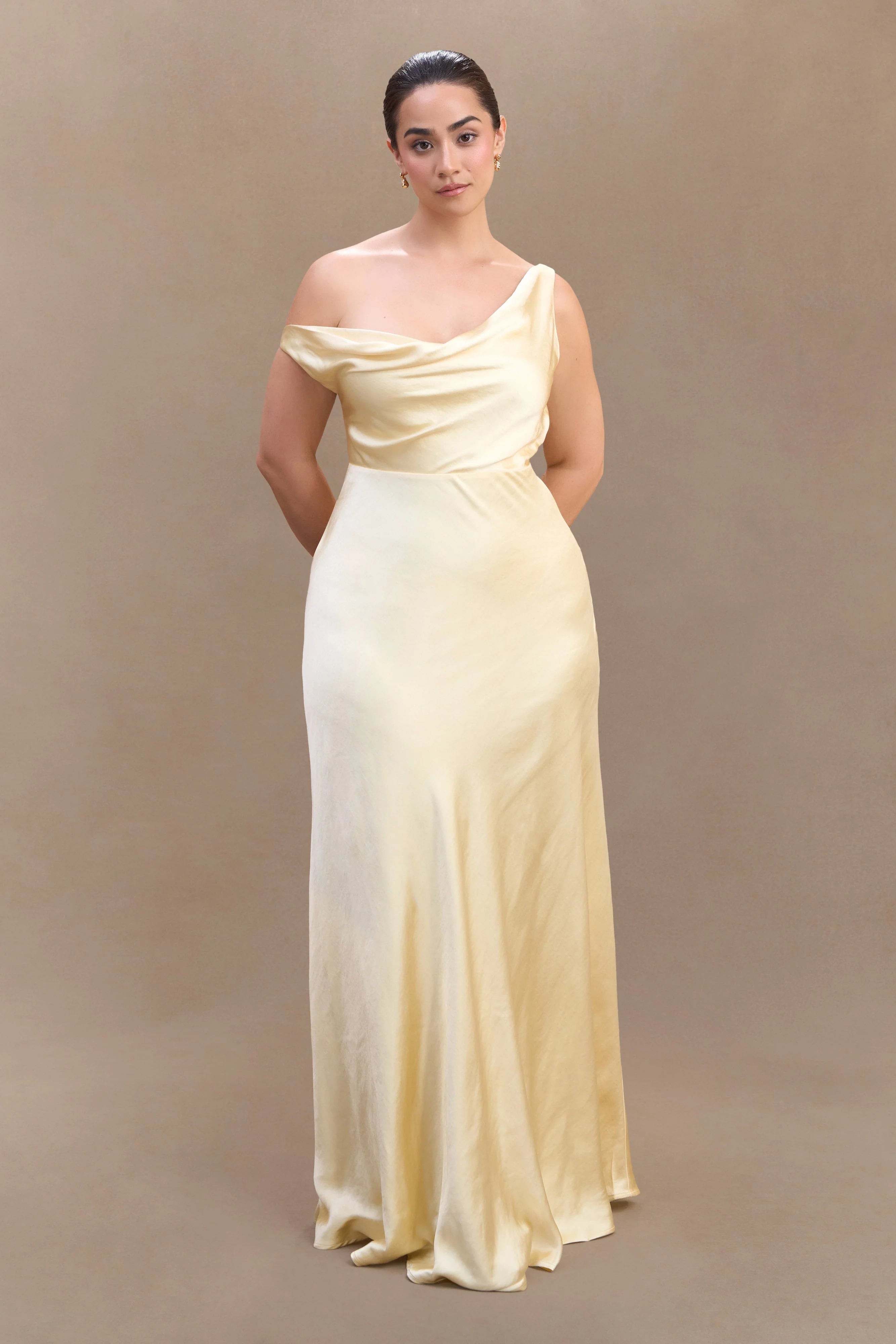 Jacinta One Shoulder Maxi Dress Pastel Lemon