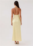 Dream Sight Lace Satin Maxi Dress Lemon