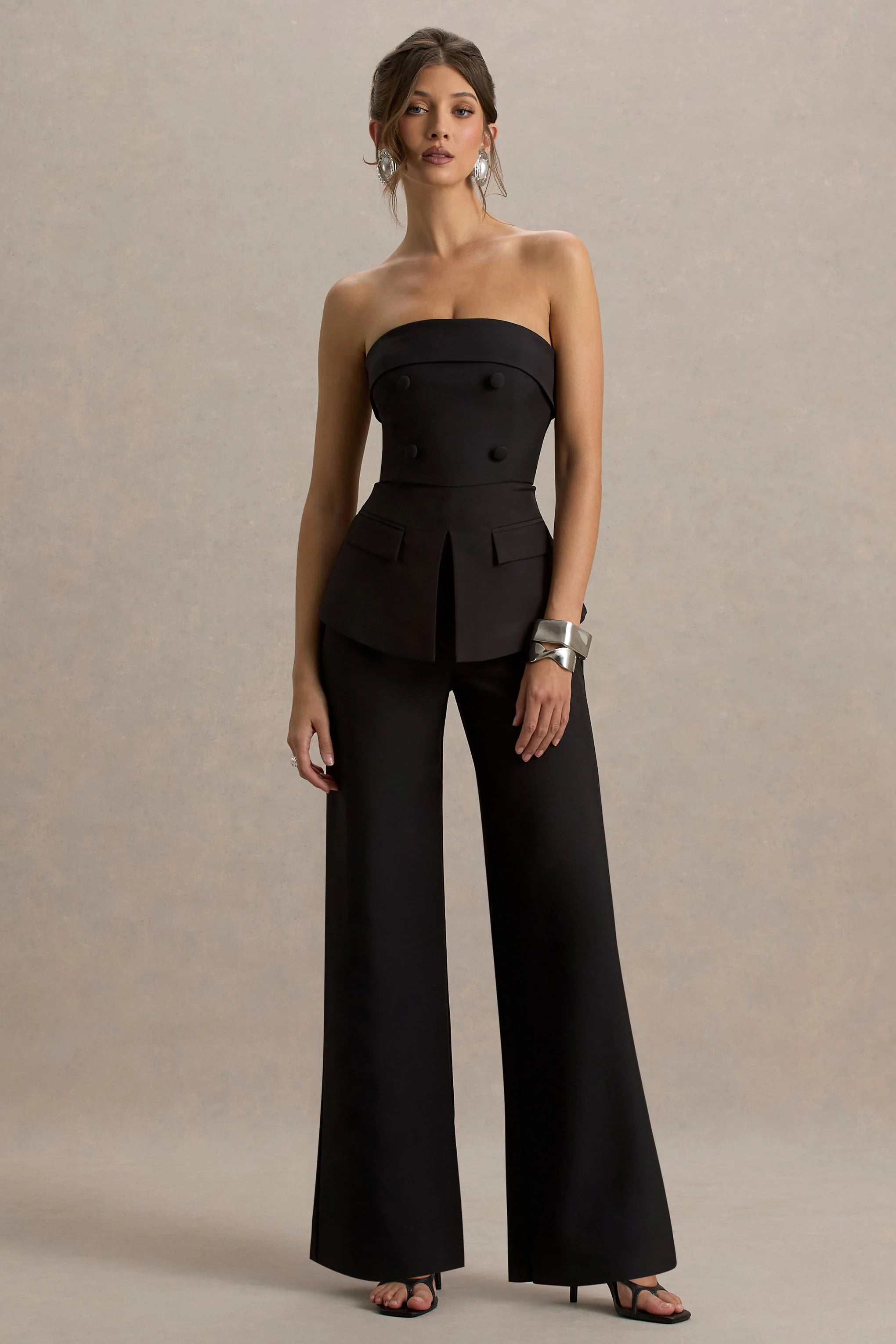 Noemi Black Bandeau Tailored Jumpsuit