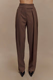 Penelope Pleated High Waisted Pants Chocolate