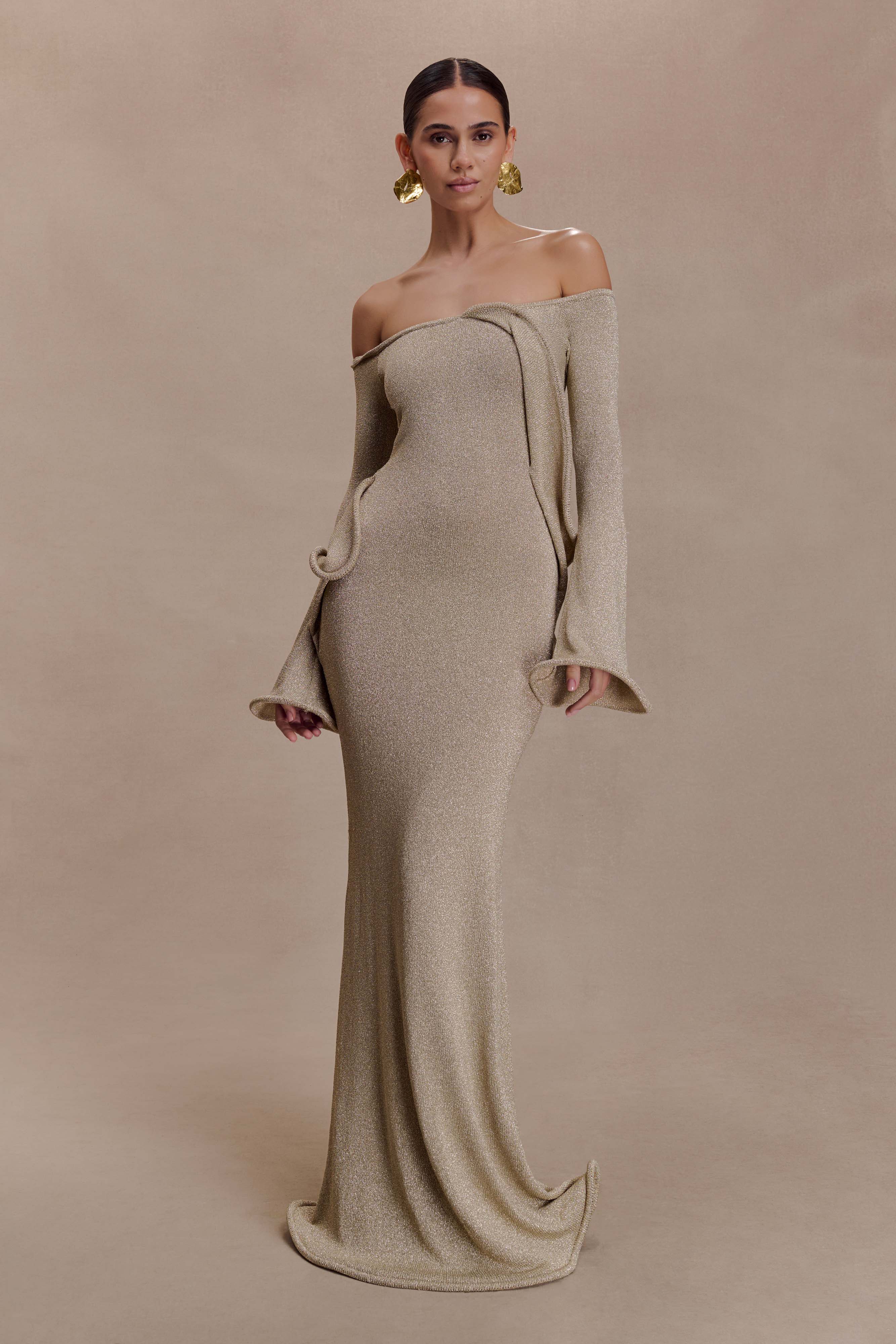 Sandrine Lurex Knit Maxi Dress Gold