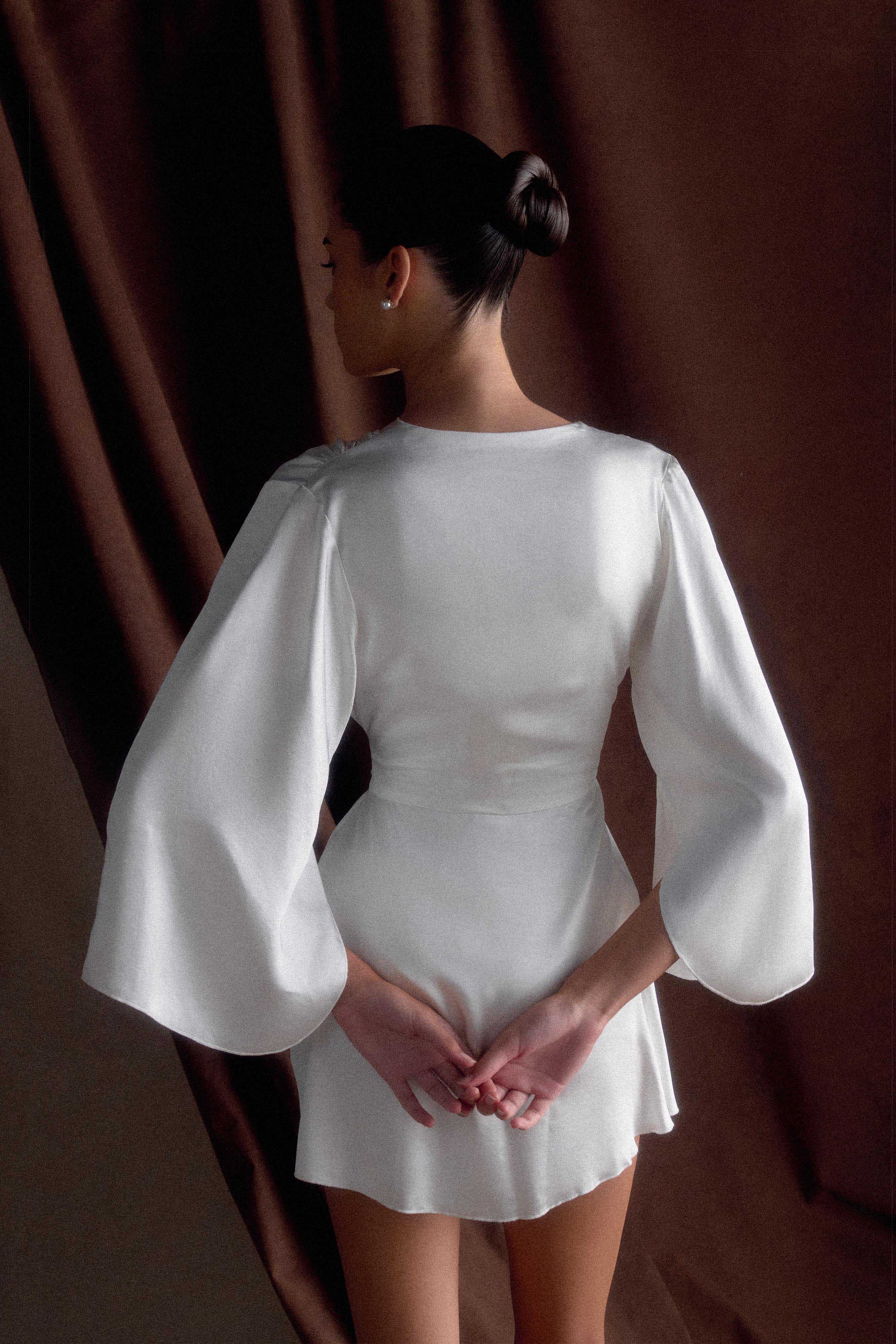 Sterling Satin Bridal Robe Ivory