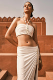 Alani White Halter Neck Ruched Bandeau Top