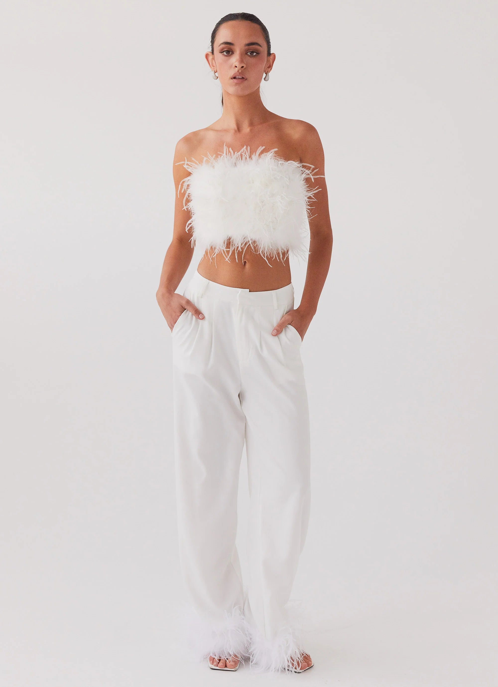 Shake It Off Feather Pants Snow