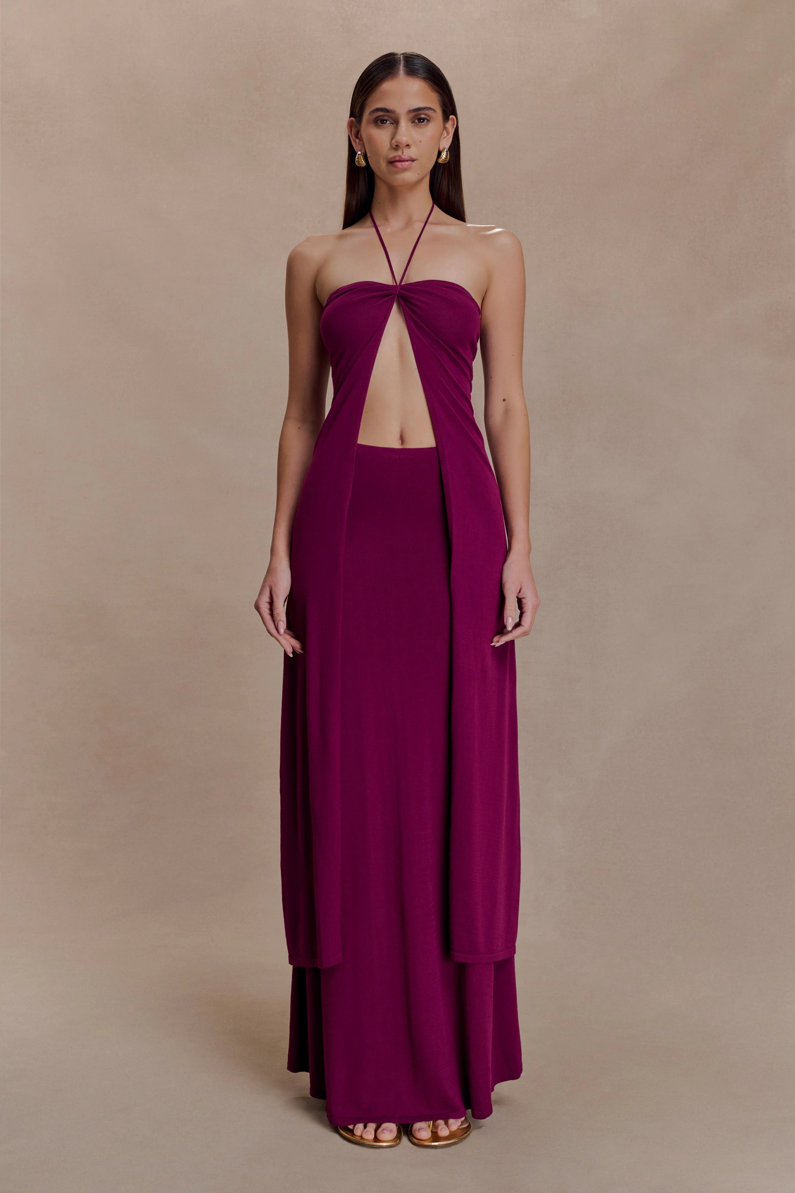 Martiena Knit Maxi Skirt Plum