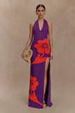Stacy Knit Halter Maxi Dress Purple Red