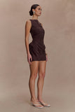 Bexley Draped Mini Dress Dark Chocolate
